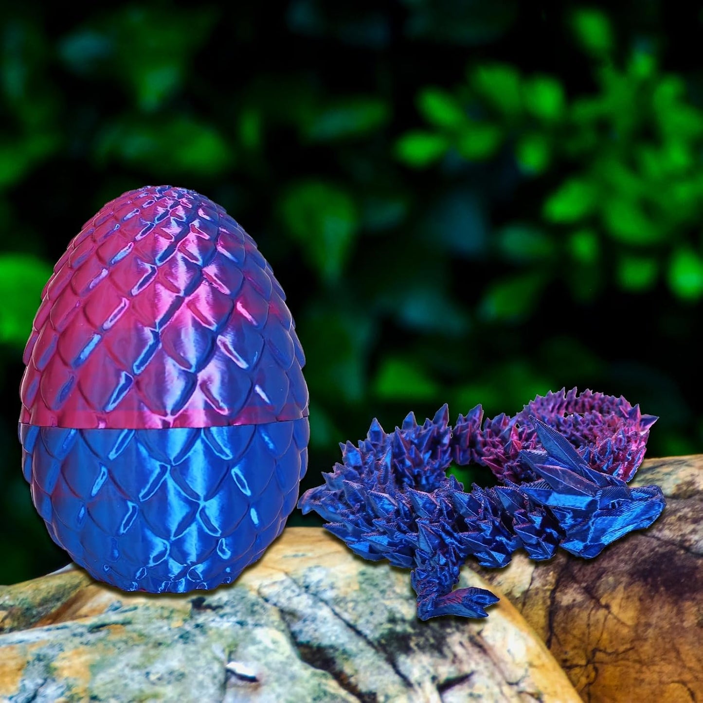 Dragon Egg,Dragon Egg Fidget Surprise Toy with 3D Printed Dragon, Dragon Eggs with Dragon Inside Fidget Toy, 12" Dragon and Dragon Egg Toy Gifts for Autism and ADHD. (Laser Purple)