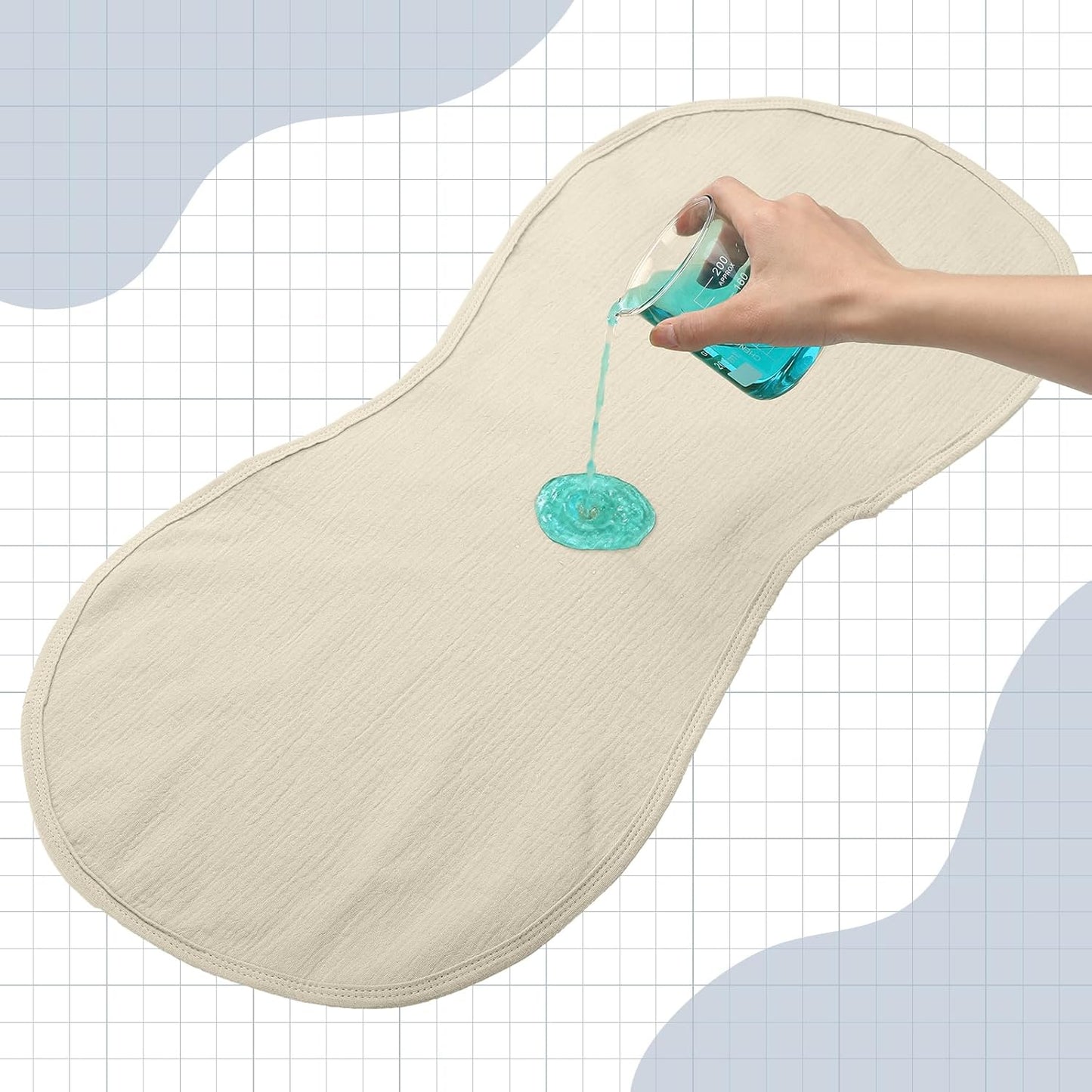 3 Pcs Changing Pad Liners Fits in Peanut Shape Changing Pad Waterproof Diaper Mats Organic Cotton Peanut Mats are Warm on a Baby's Back, Washable Reusable(Elegant Style,Blue)
