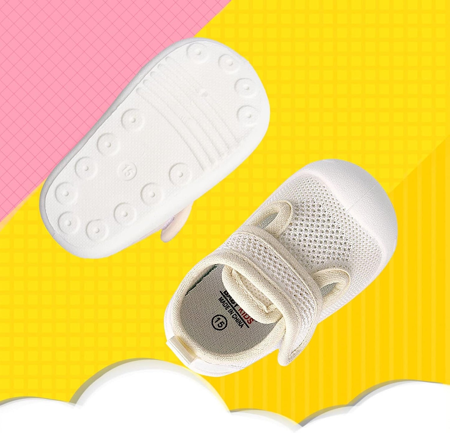 Baby First-Walking Shoes 1-4 Years Kid Shoes Trainers Toddler Infant Boys Girls Soft Sole Non Slip Cotton Canvas Mesh Breathable Lightweight TPR Material Slip-on Sneakers Outdoor