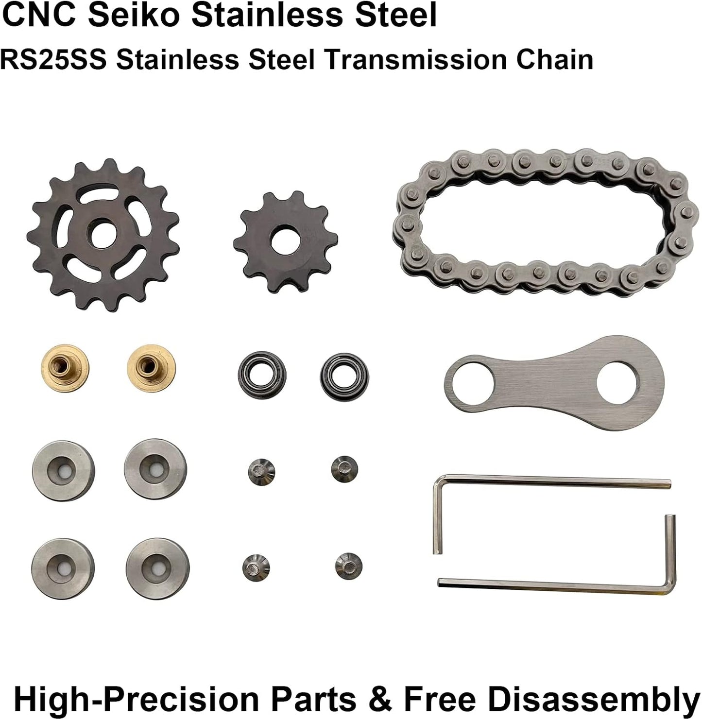 Chain Gear Fidget Spinner, Metal Sprocket Chain Fidget Toy, Stress Anxiety Relief Fidget Toy, Bike Chain Gears Novelty Toy,Metal EDC for Anxiety Relieve Boredom ADHD Autism (Dark Grey)