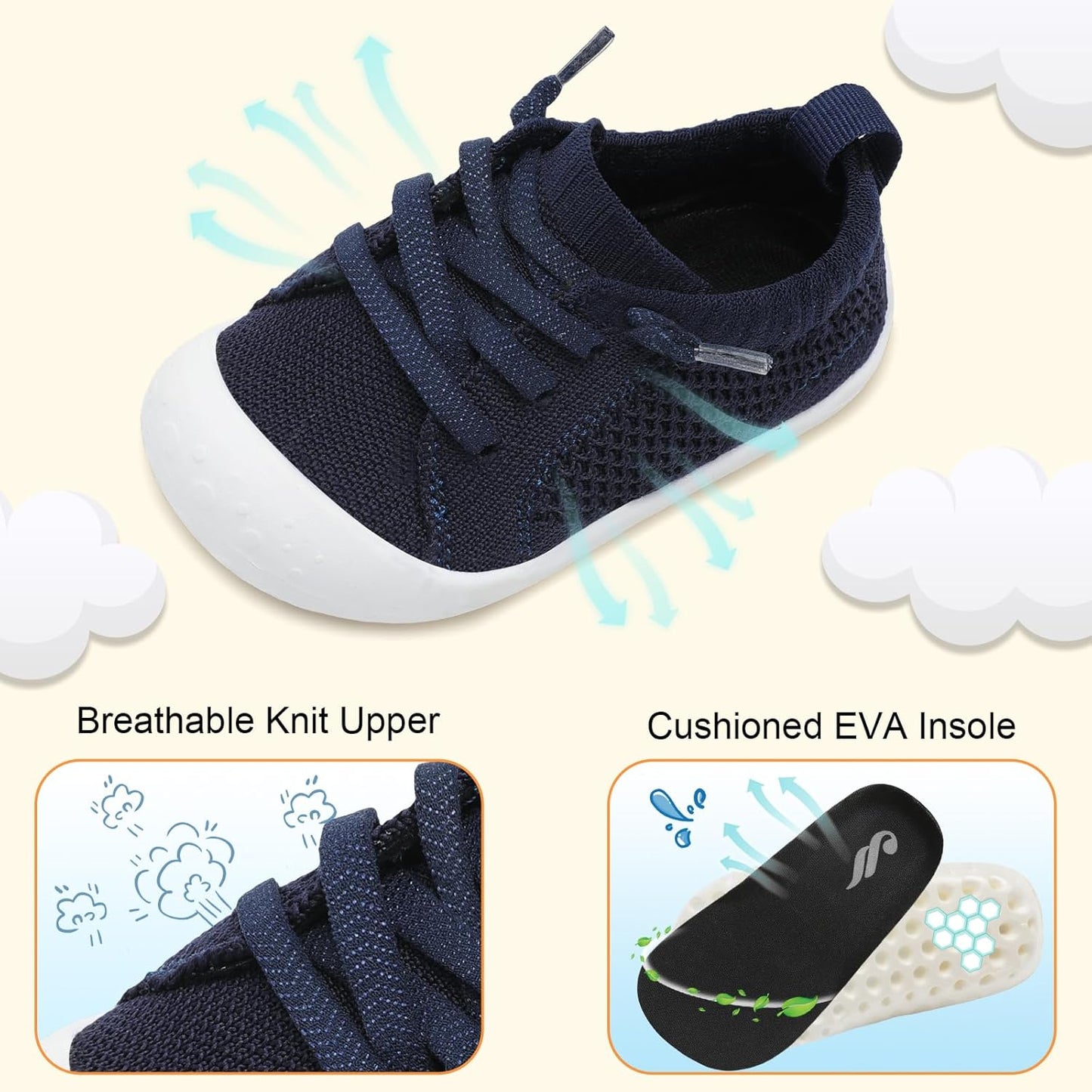 JIASUQI Baby Shoes for Toddler Boys Girls Sneakers Slip on Walking Shoes for Babies