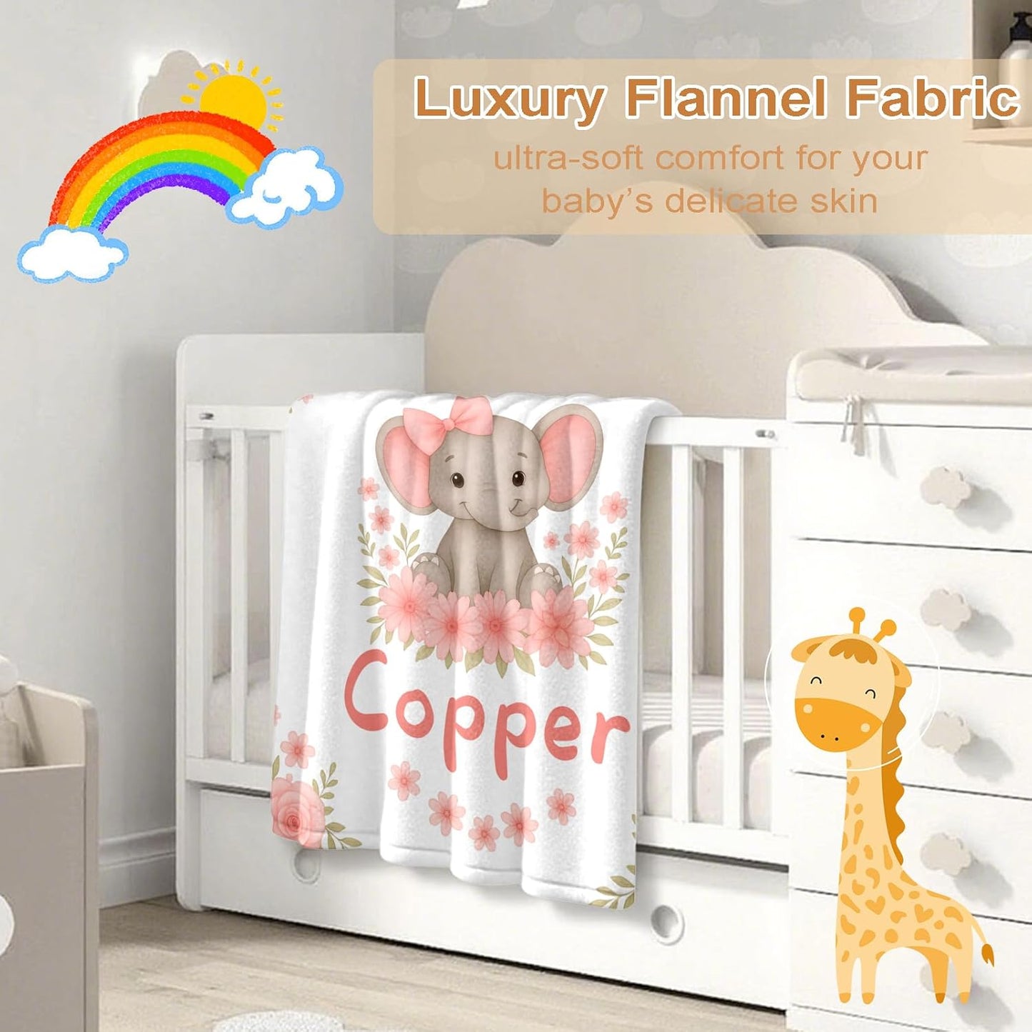 Ship Next Day, Personalized Baby Blanket – Printed in USA, Custom Baby Blanket for Boys & Girls, Baby Blanket with Name, Baby Shower, Easter, Christmas, Birthday Newborn & Toddler Gifts, Baby Gifts