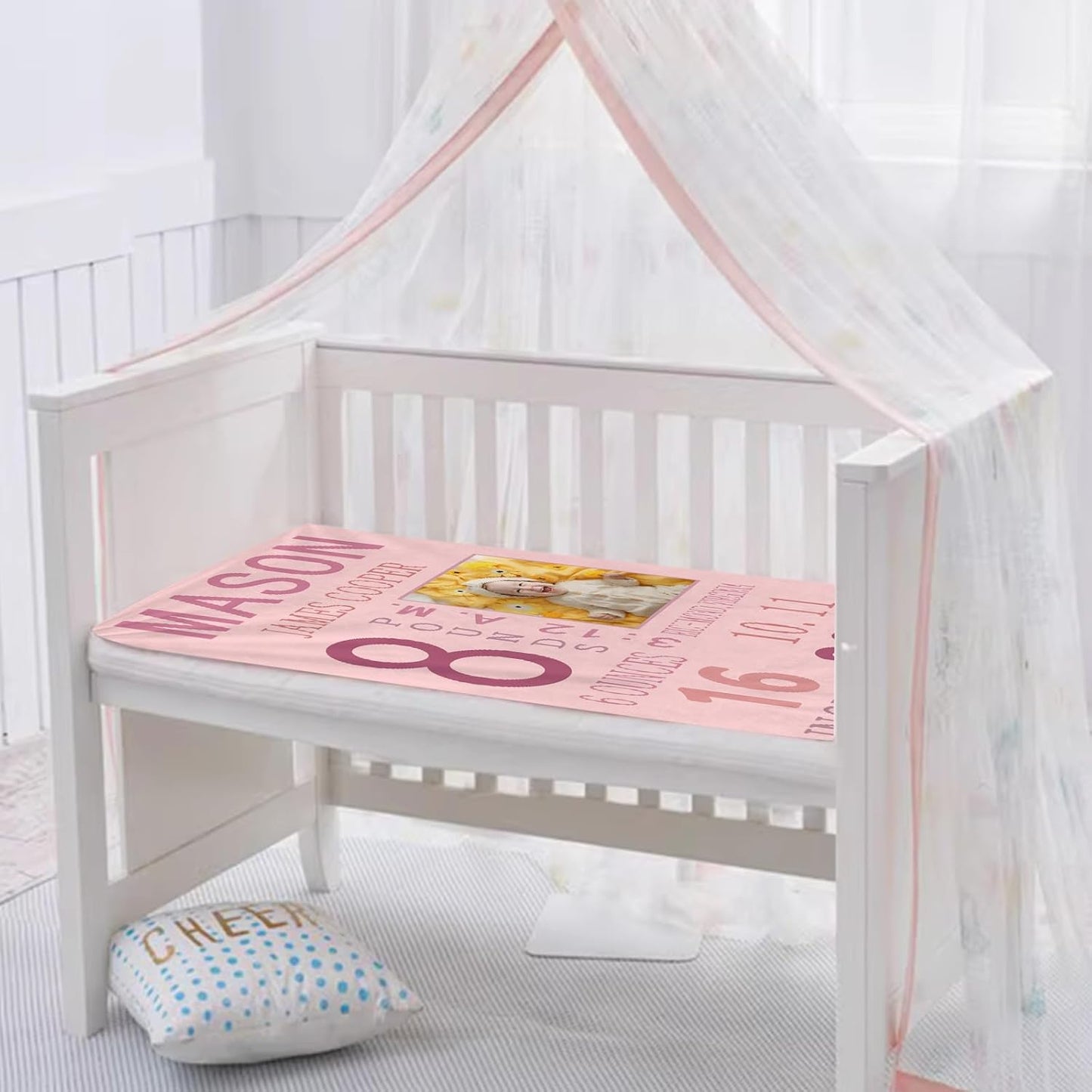 Personalized Baby Milestone Photo Blanket, Custom Name Blanket Toddler Baby Boys Girls Soft Flannel Swaddling Blankets Customized Memorial Gift from Nana Grandma Infant Newborn