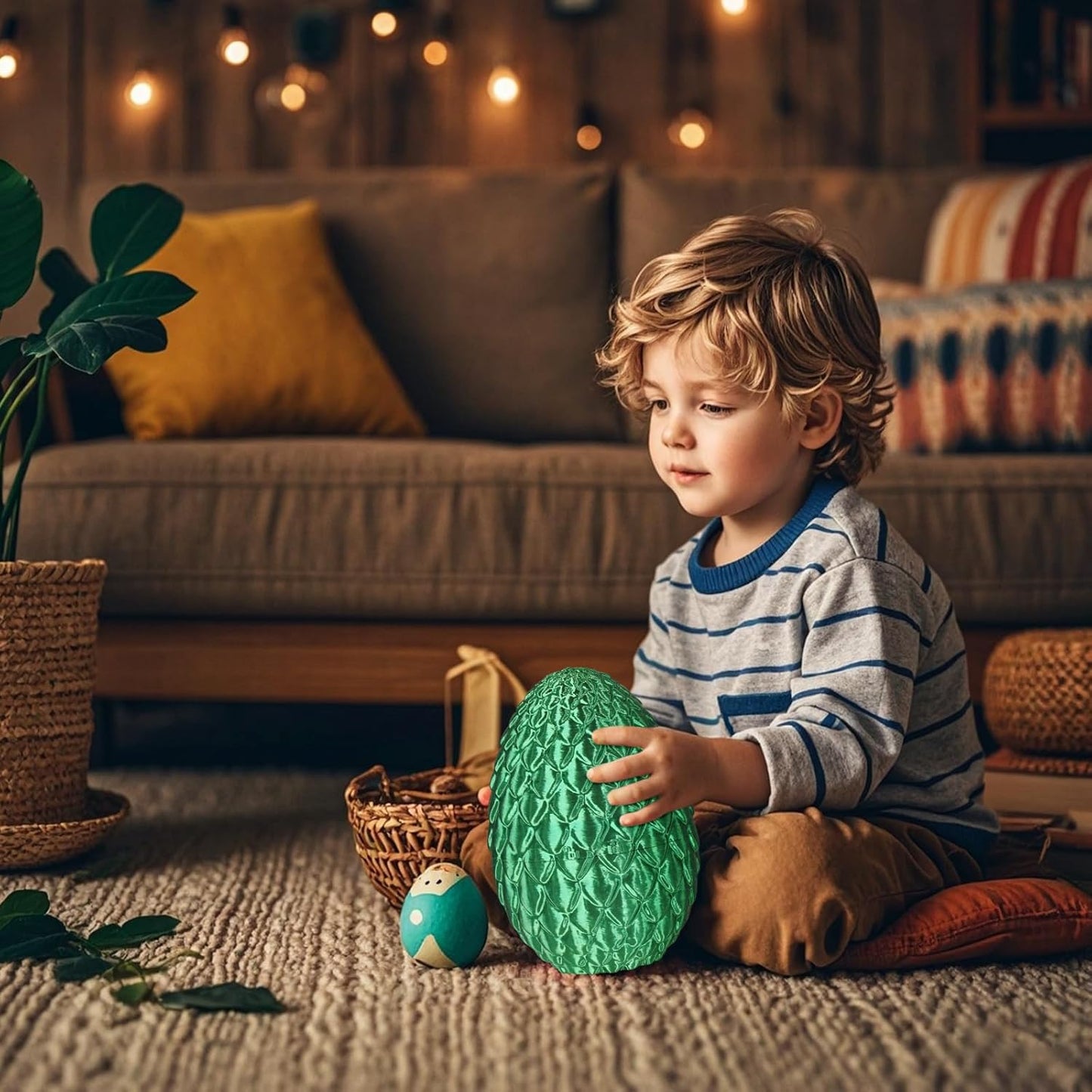 Large Dragon Eggs with Dragon Inside, 3D Printed Surprise Funny Gifts for Kids, Articulated Dragon Fidget Toys for Adults, Executive Desk Toys Office Room Décor (Christmas Green)