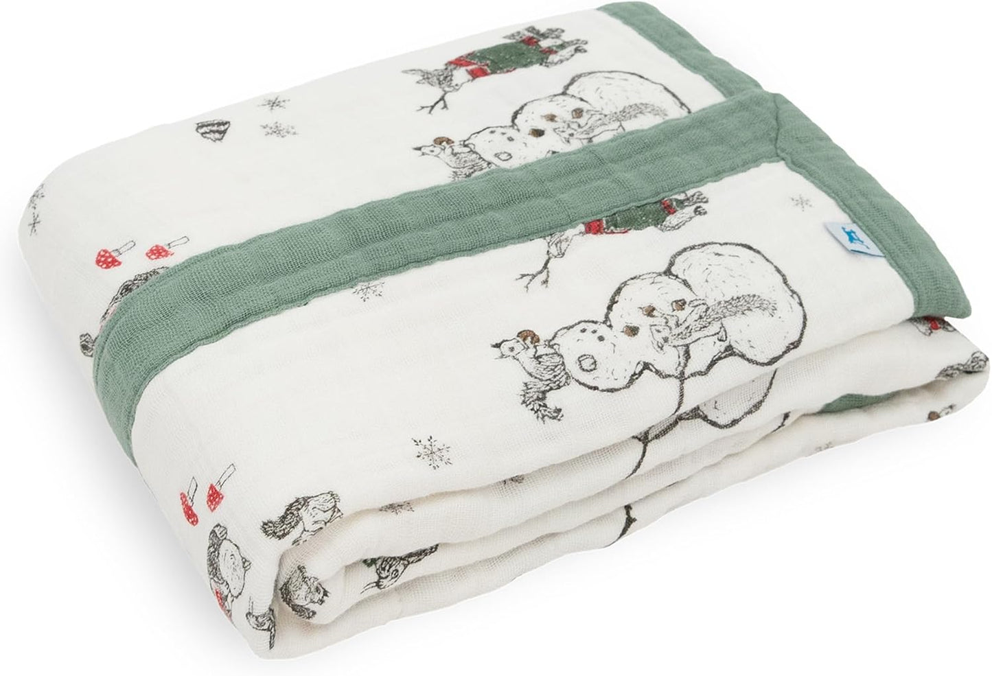 Little Unicorn Newborn Receiving Quilt | Ultra- Soft, Multi-Layered Muslin Fabric | Gift for Newborns & on-The-go (Snow Day)