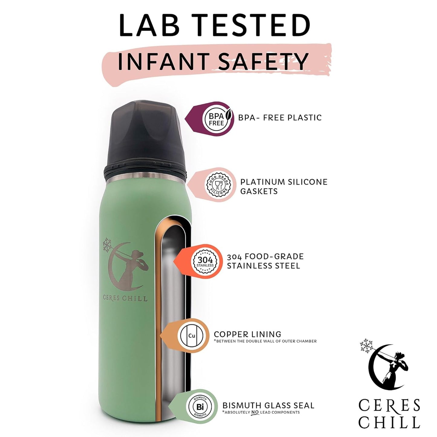 CERES CHILL OG Breastmilk Chiller, Reusable Storage Container, Up to 34 oz. - Bottle Cooler Keeps Milk at Safe Temperatures for Up to 20 Hours, Connects w/Most Pumps (Plum)