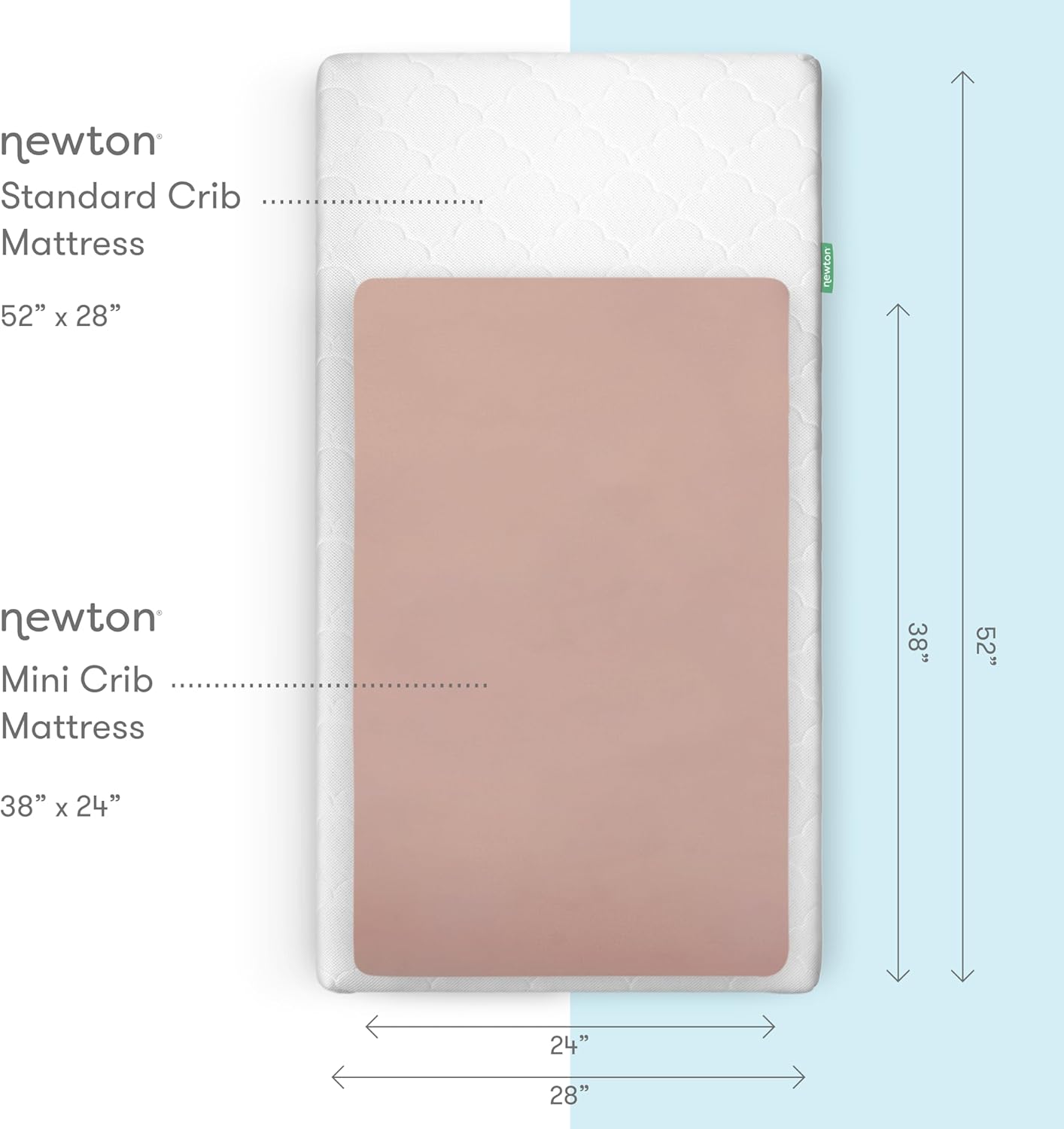 Newton Baby Mini Crib Sheets (2-Pack) | Organic Muslin Cotton, Ultra Breathable & Soft Baby Sheets, Machine Washable Baby Mattress Sheets, Fits Any Mini Sized Crib 24" x 38", Clay