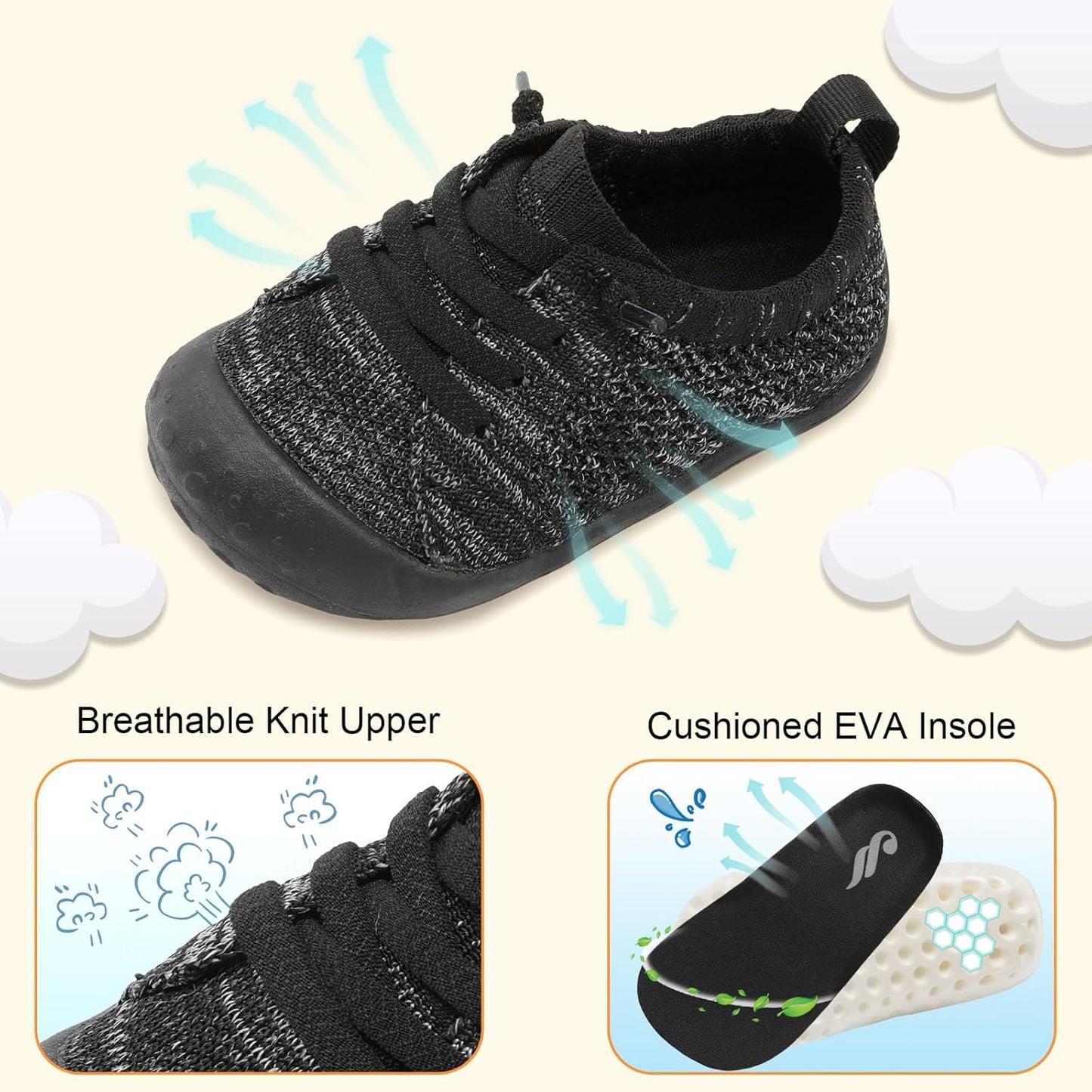 JIASUQI Baby Shoes for Toddler Boys Girls Sneakers Slip on Walking Shoes for Babies