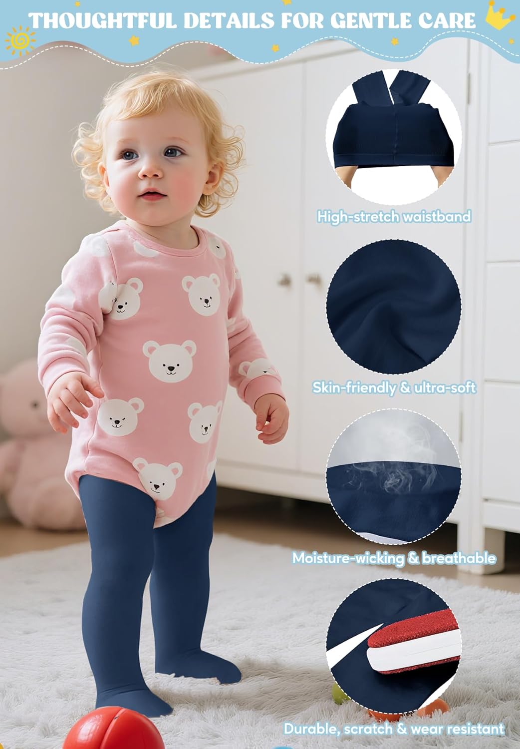 Ultra Soft Toddler Ballet Tights for Girls - Footed Dance Tights Colorful Baby Girls Leggings for Daily Party Halloween 1-6T