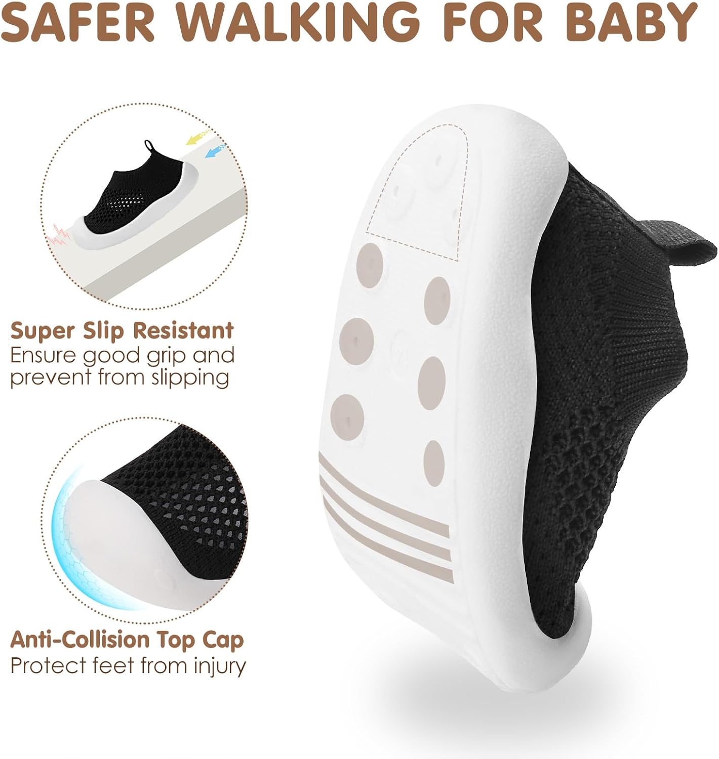 Baby Walking Shoes Toddler Girl Boy Soft Sole Breathable Mesh Slip on Summer Wide Shoes Infant Flexible Lightweight Non-Slip Safer Causal Tennis Shoes Toddler First Walkers Shoes Rubber Soles Outdoor