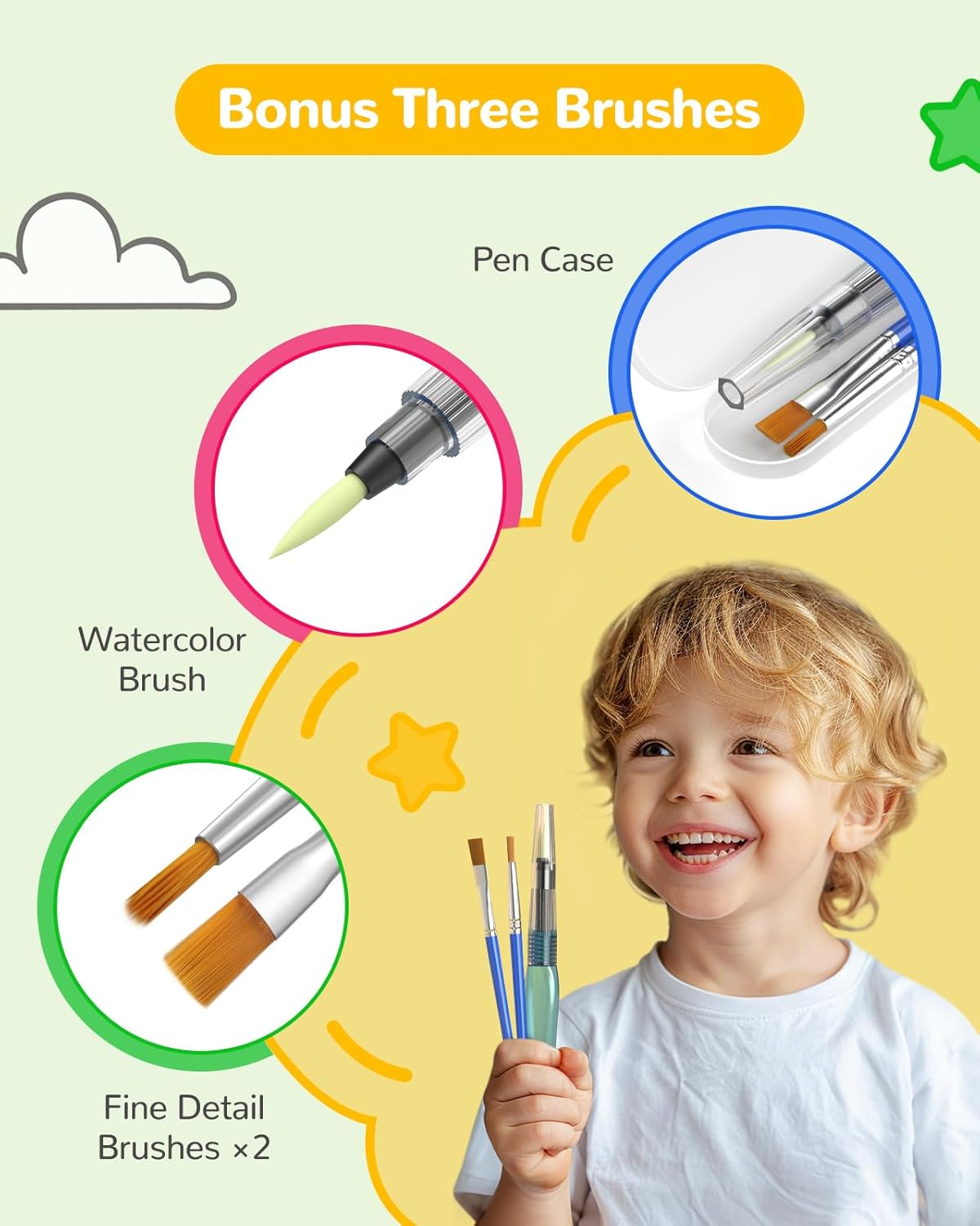 TECJOE Paint with Water Coloring Books for Toddlers, Dinosaur Series Watercolor Set with 3 Brushes, Mess Free Painting Activity for Kids Ages 4 5 6 7 8, Christmas Gifts Arts & Crafts Toy