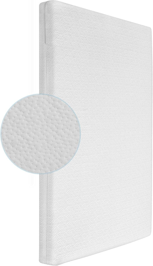 Mini Crib Mattress, 2-Stage Dual Firmness with High Density Support Foam and Cooling Gel Memory Form, 38 x 24inch Mini Mattress for Crib with Ultra-Soft Jacquard Cover, Washable, White
