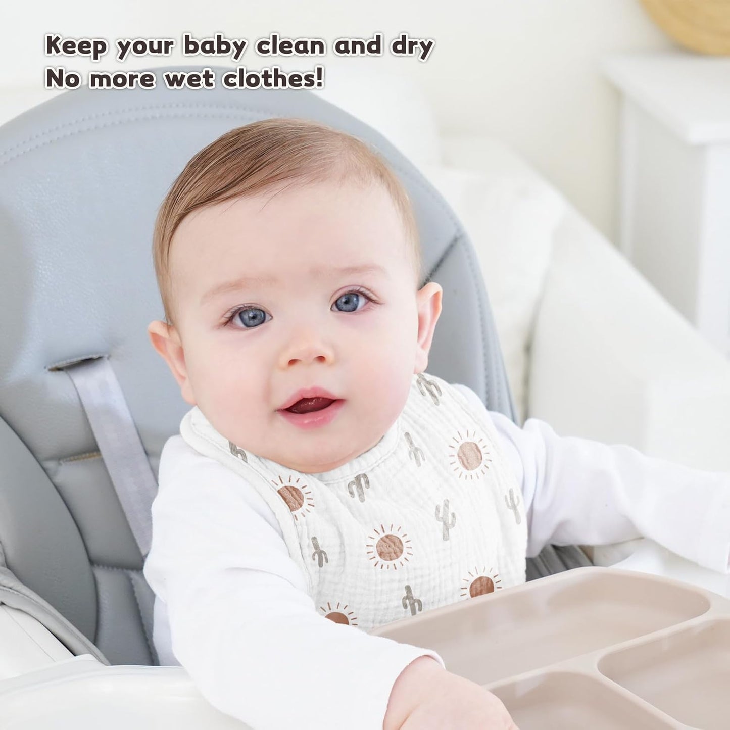 Susurration Muslin Baby Drool Bibs 10Pack Soft Square Adjustable Bandana Bibs for Unisex Baby Girls & Boys