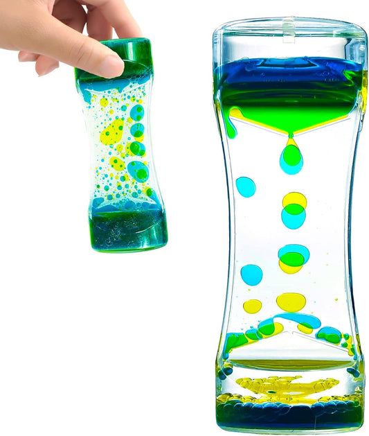 Liquid Motion Bubbler Timer Sensory Toys for Relaxation, Water Timer Fidget Toy for All Age, Motion Bubble Toy Sensory Play for Office Home (Blue & Yellow, 1 Pack)