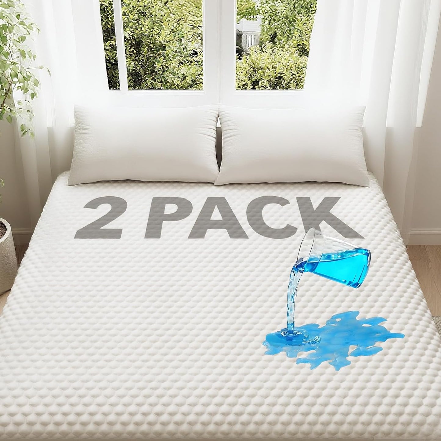 OhGeni 100% Waterproof Mattress Protector, Full -2 Pack, Fitted Sheet with Stretchable Pockets, Deep Sleep Noiseless Soft. Breathable Cooling Hypoallergenic Material, Mattresses Cover for Bed