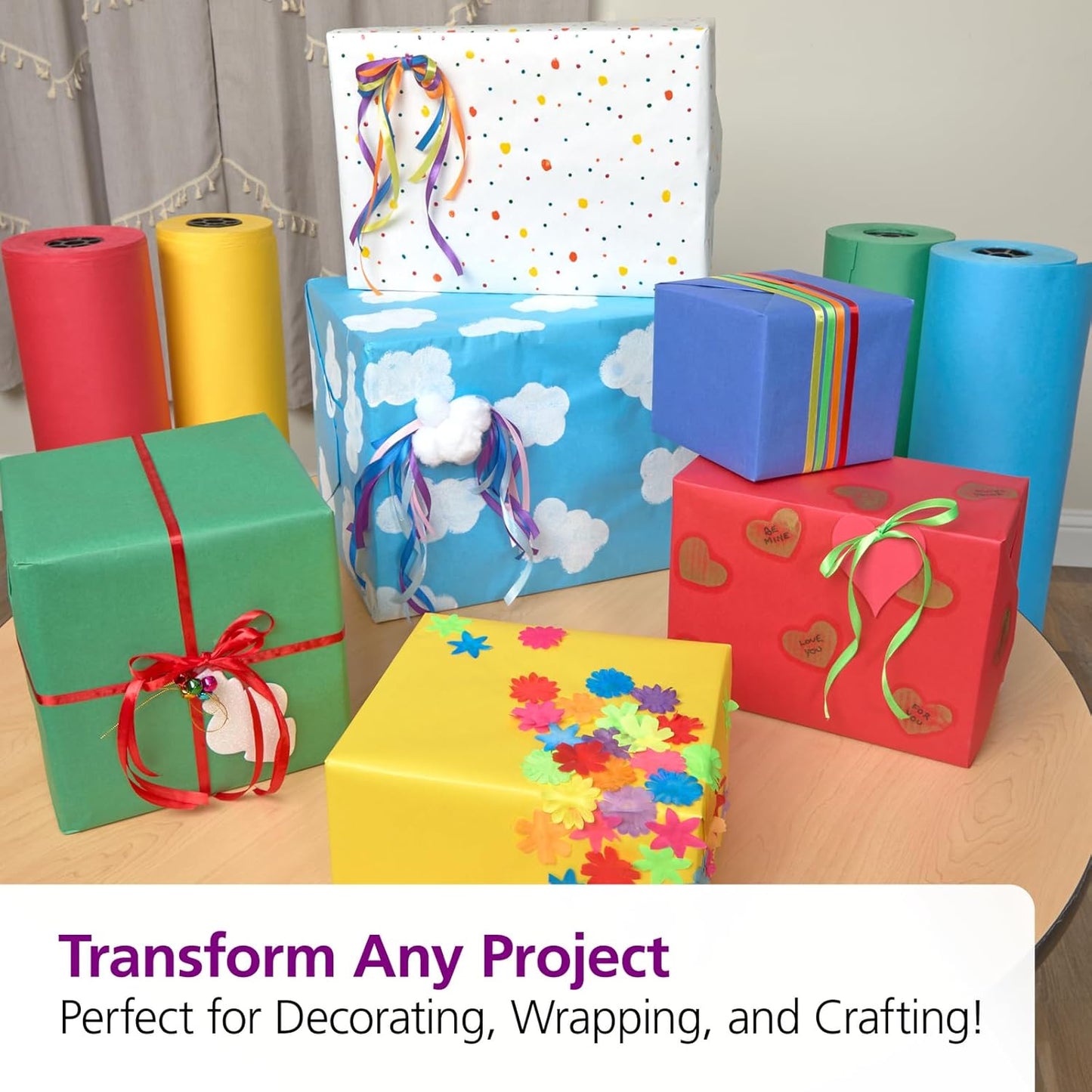 Colorations Arts and Crafts Paper Roll - 36" x 1000', Aqua, Dual Surface, Markers, Finger Paints, Painting, Watercolors, Acrylic Paints, Wall Art, Bulletin Board Paper, Kids Crafts (Item # DSLB)