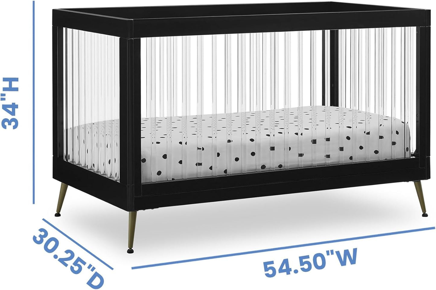 Delta Children Sloane 4-in-1 Acrylic Convertible Crib - Greenguard Gold Certified, Black/Bronze