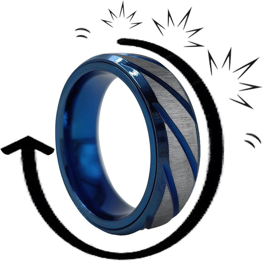 EDC Fidget Slider Fidget Toy Adult Stress Relief Metal Ratchet Ring Jewelry ADHD Recreational Fidget Toy Tactile Coin (Blue, 9)