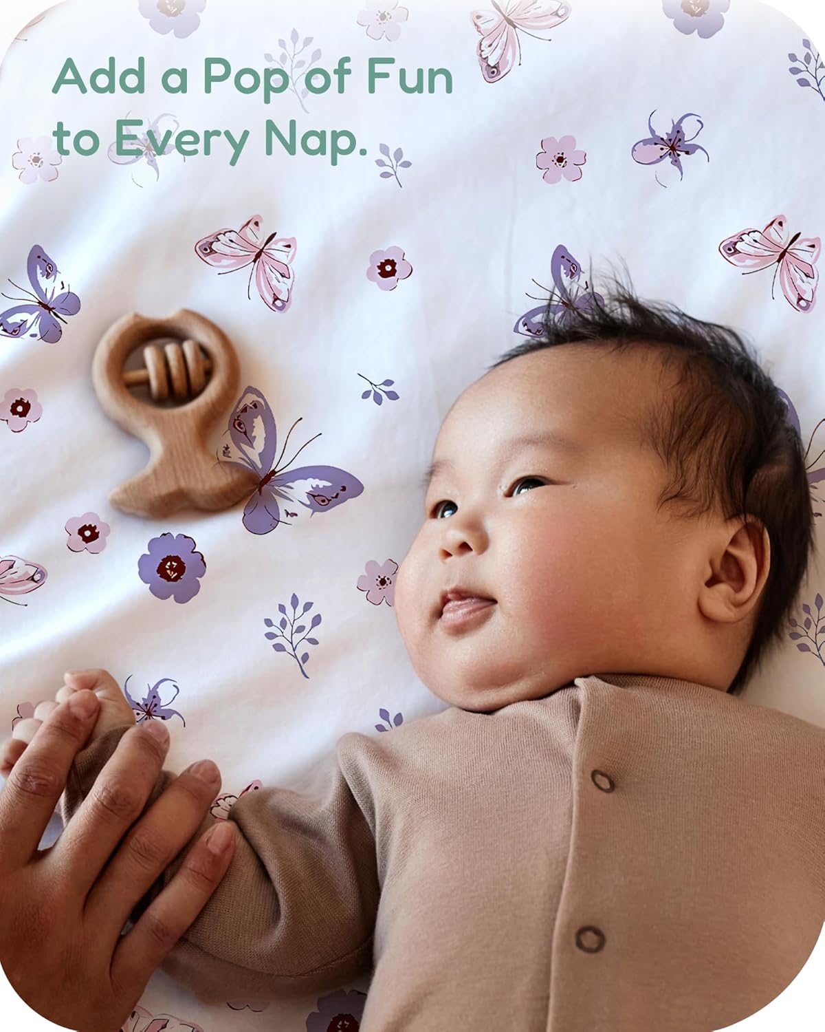 Pack and Play Sheets Fitted, Soft Purple+Butterflies, Hypoallergenic, Cozy and Safe, 2 Pack for Boys and Girls