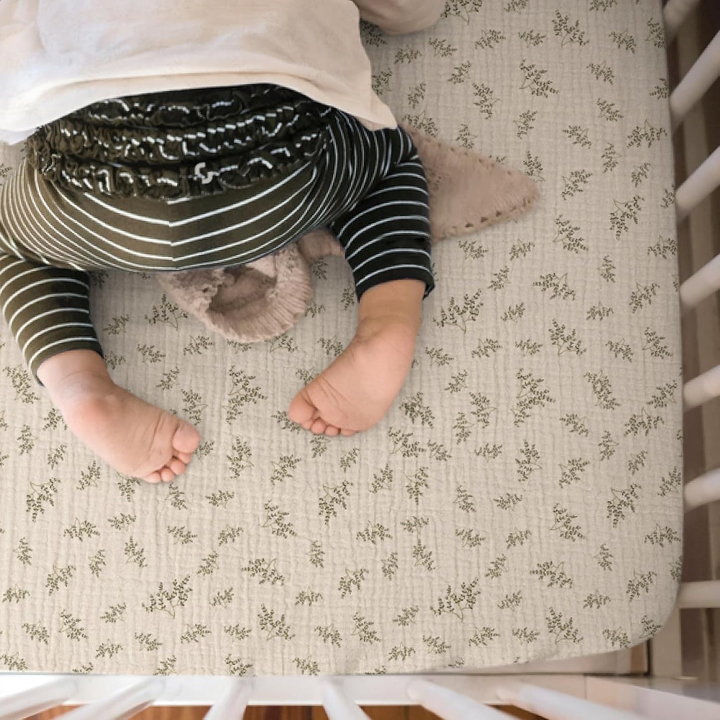 lulumoon Mini Crib Sheets Muslin: Soft Cotton Fitted Mini Crib Mattress Sheets for Boys and Girls 2Pack