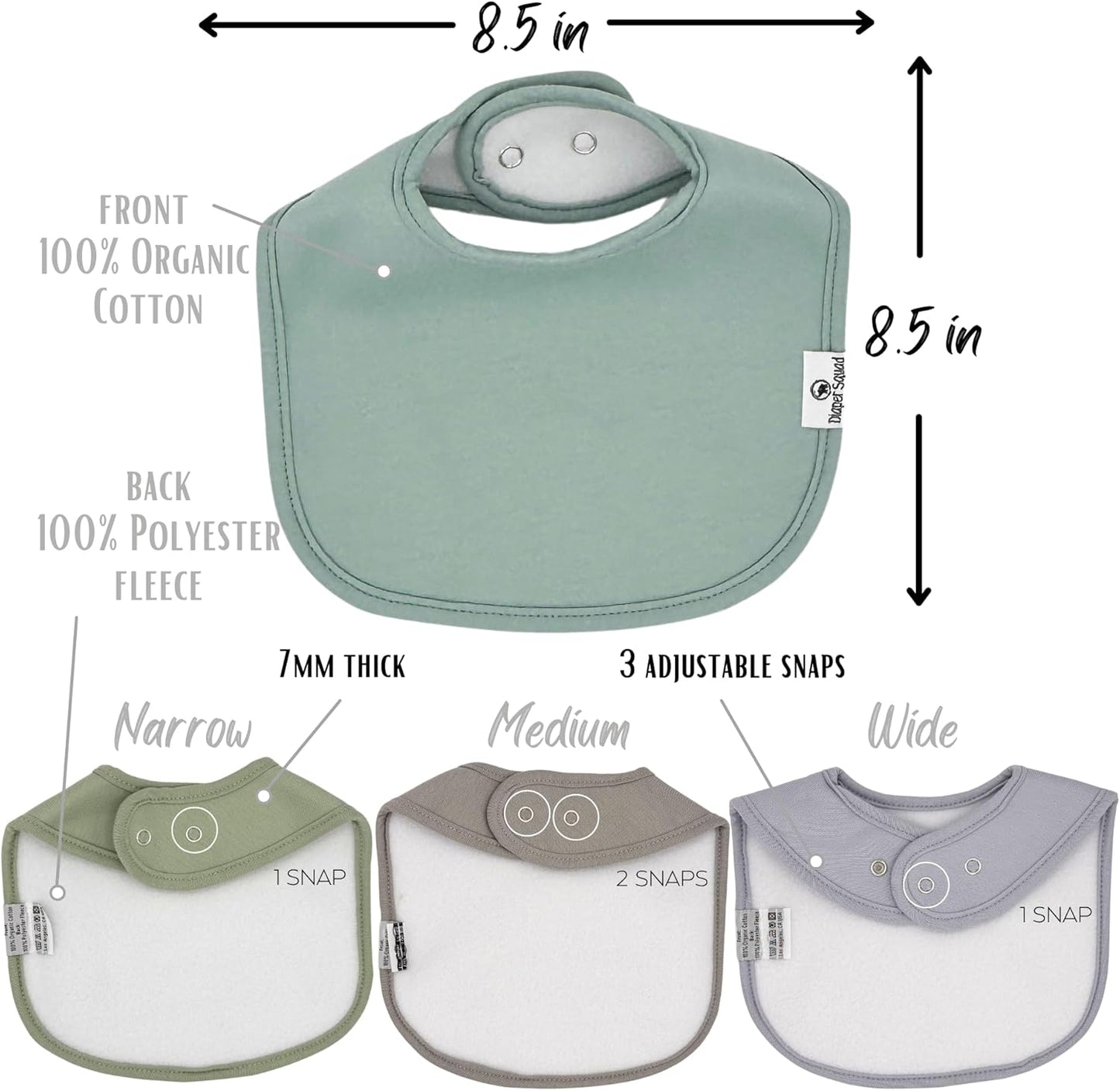 DiaperSquad's Baby Bibs for Drooling and Teething, Bibs for Boys, Baby Girl - Solid Cotton Baby Drool Bibs