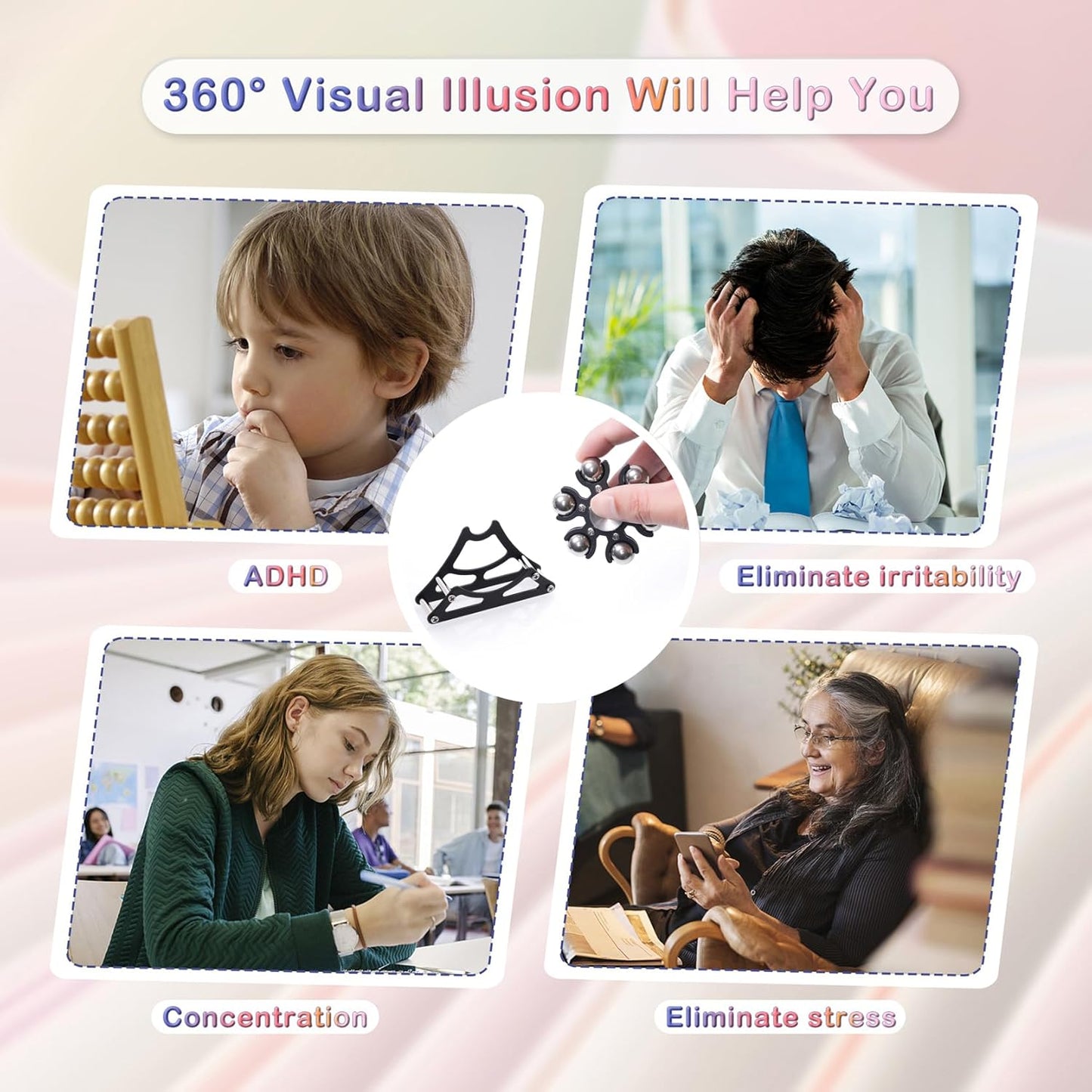 Desk-Fidget-Toys for Ferris-Wheels-Spinner: Metal Kinetic-Spinner 4mins, Cool-Gadgets for Kid Children Teen Adult EDC-Toy, ADHD Tools Cool-Stuff Stress Relief Gift for Office Home School Christmas