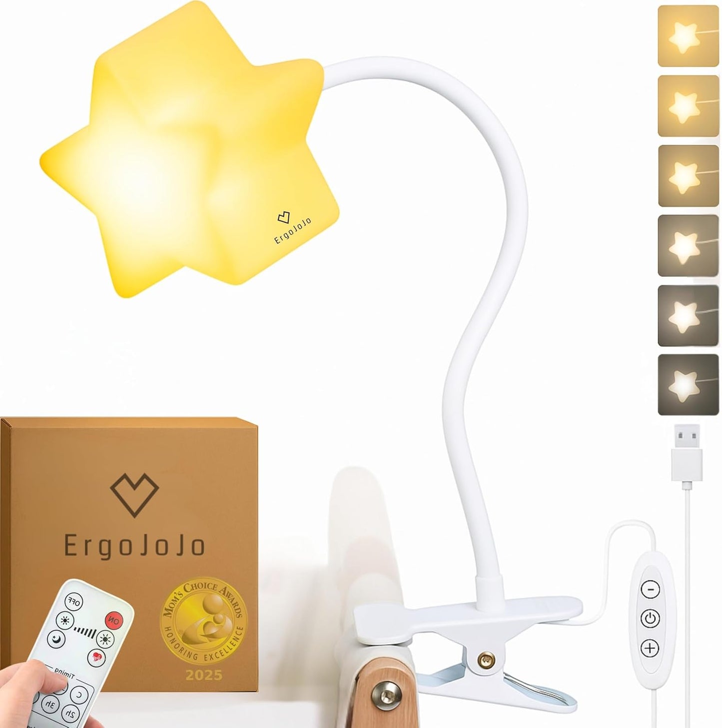 LED Clip On Star Light, Warm & Dimmable Desk Light, Reading Night lamp Newborn Essential for Bedside Bassinet, Nursery Decor, Ideal Baby Gift for Kids Visit The Store