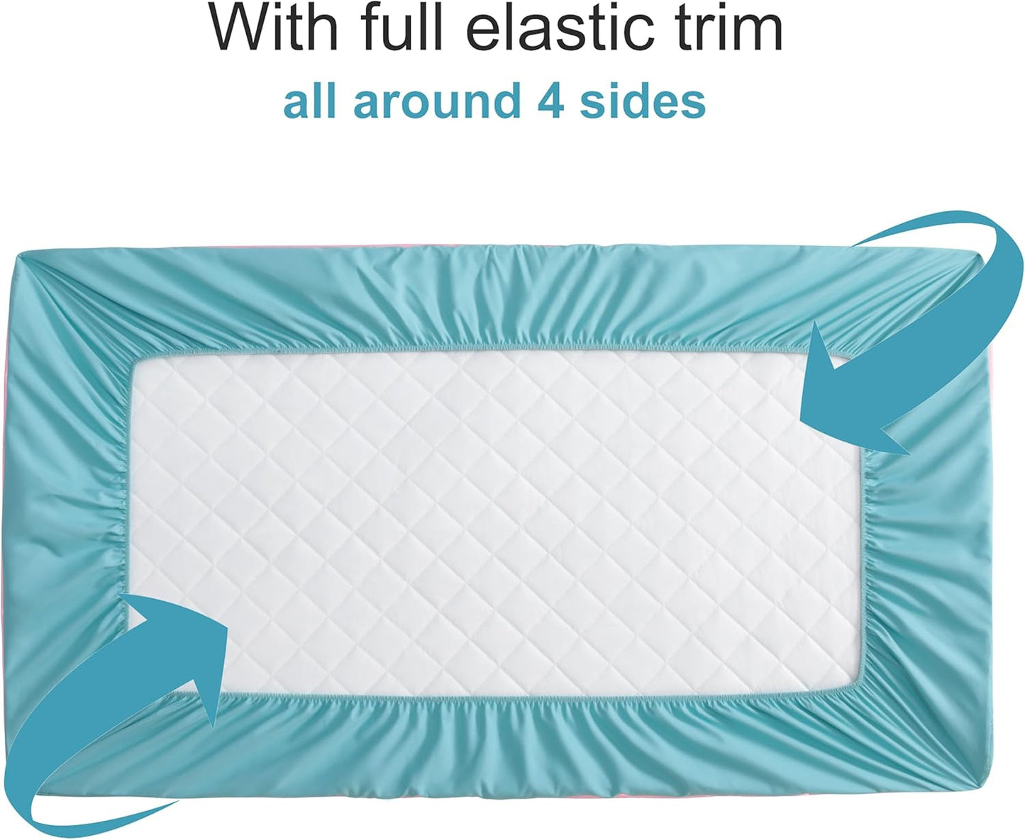 NTBAY 2 Pack Waterproof Mini Crib Mattress Protector, Quilted 24"x38" Fitted Mattress Cover - Machine Washable - Soft and Breathable Baby Mattress Pad Sheet for Mini Crib and Baby Playards, Aqua