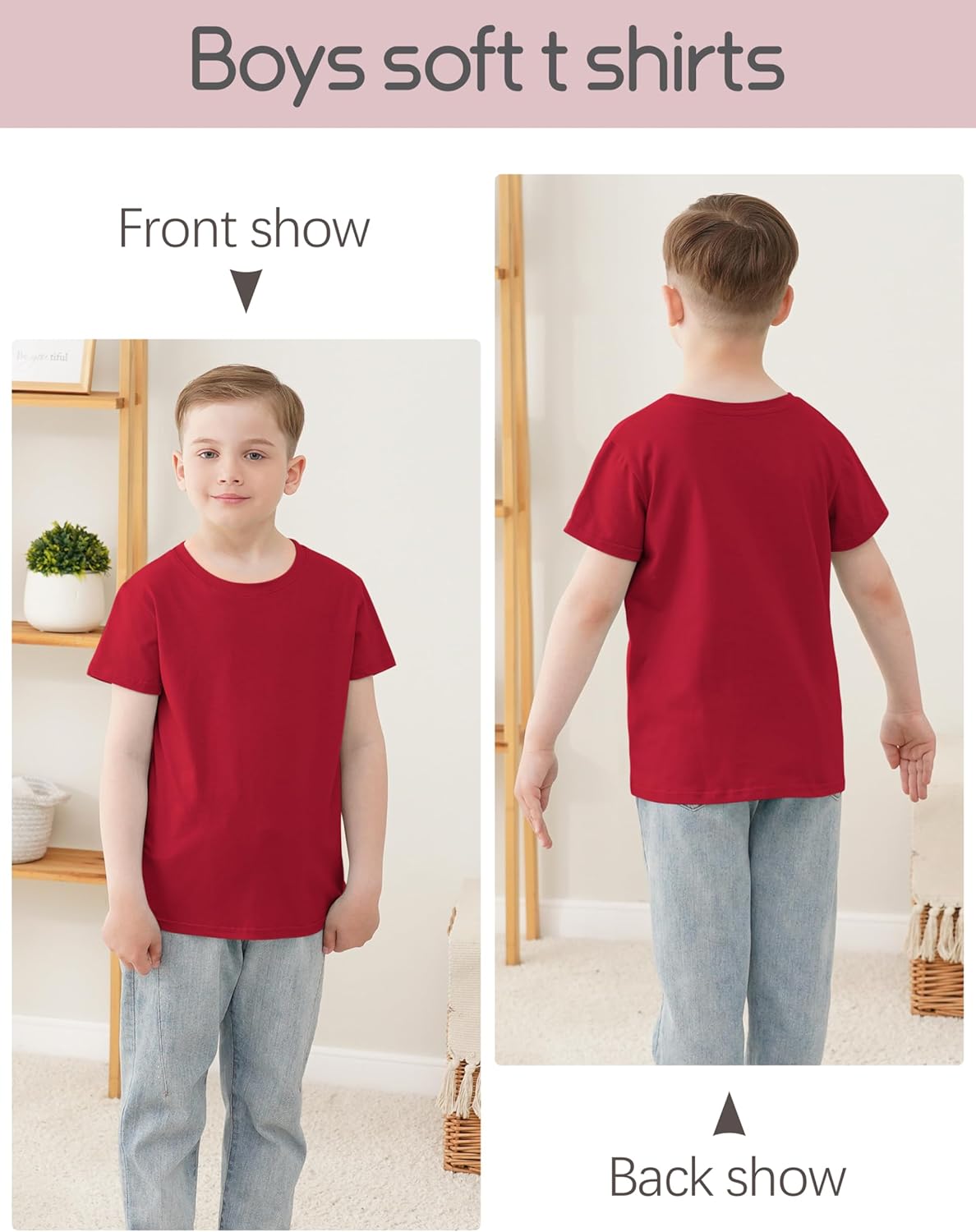 5 Pack Boys Shirts Short Sleeve Shirts for Boys Cotton T-Shirts Kids Toddler Tshirts Tees Clothes Summer Tops