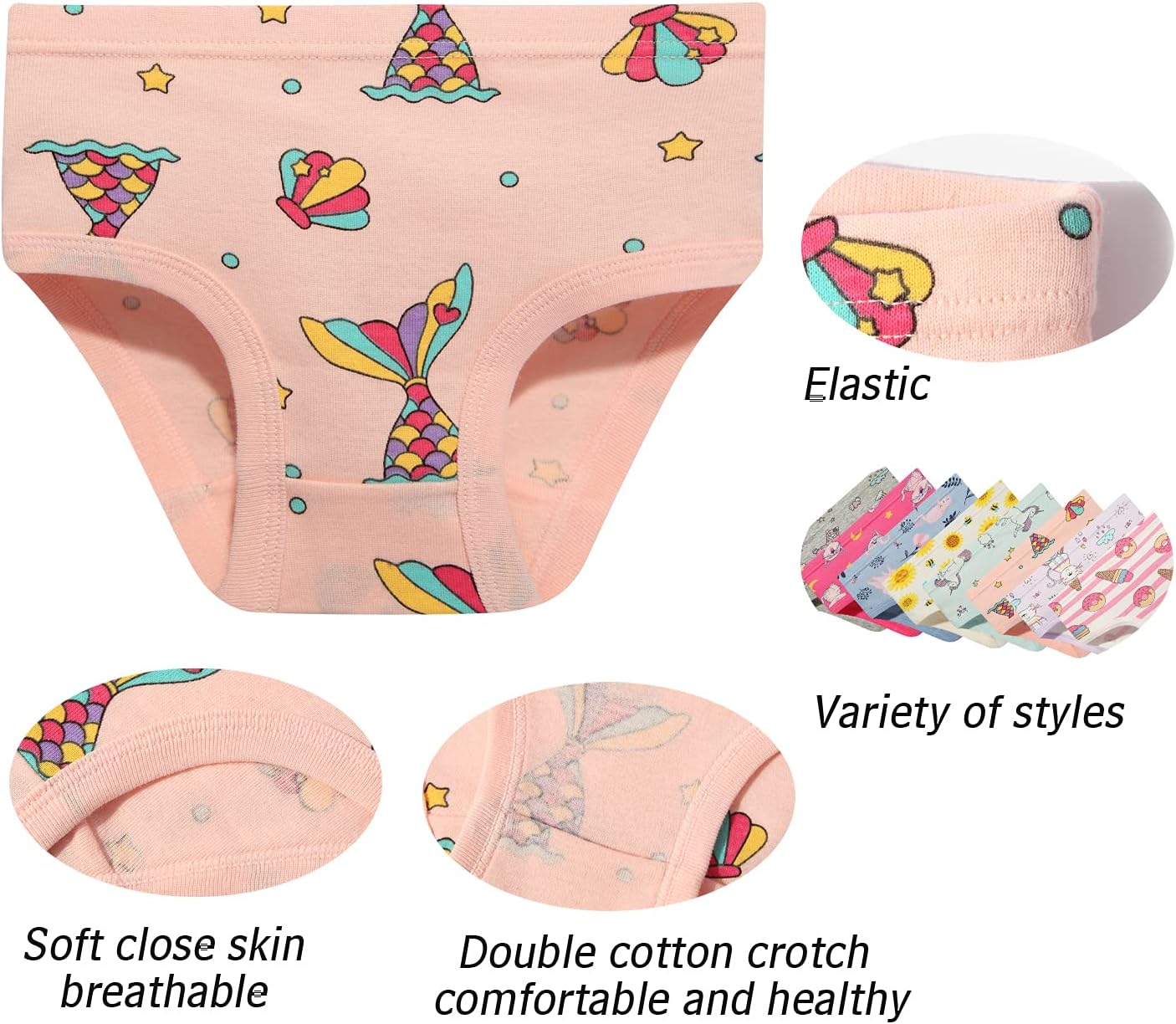Girls' Cotton Brief Breathable Toddler Panties Kids Assorted Underwears 6-8 pieces