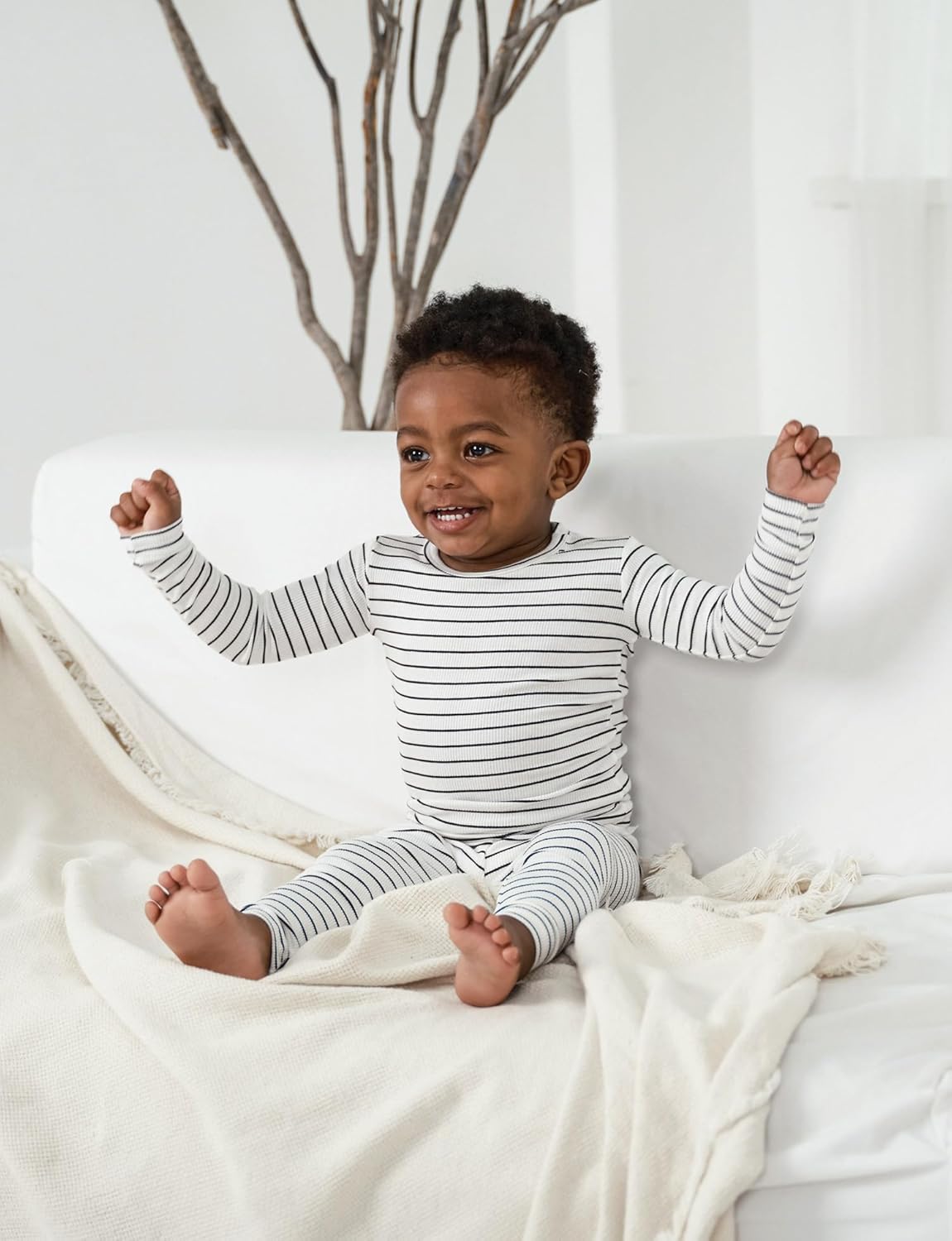 AVAUMA Stripe Pattern Baby Boys Girls Pajama Set Kids Toddler Snug fit Ribbed Sleepwear pjs for Daily Life Style