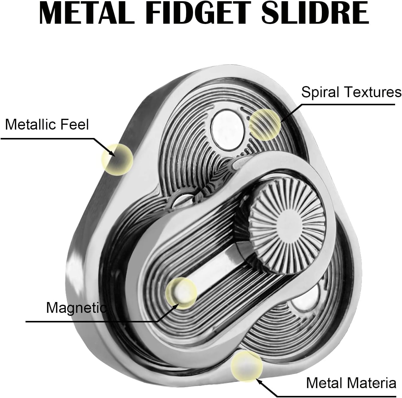 Metal Fidget Slider,Triangle Rotation Metal Fidget Toys, Clover Shape EDC Adult Toys ,Fidget Toys Adults for Stress and Anxiety Relief，ADHD Fidget Toys Adults Suitable for Office (Silver)