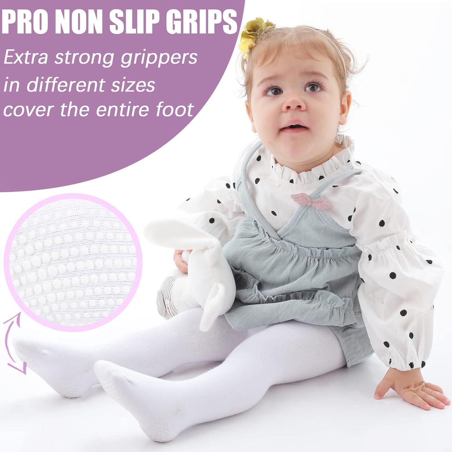 Mini angel Baby Tights Non Slip Baby Girl Tights Plain/Shoe-Look Leggings Seamless Pantyhose Warm Cotton Leggings Non-Skid