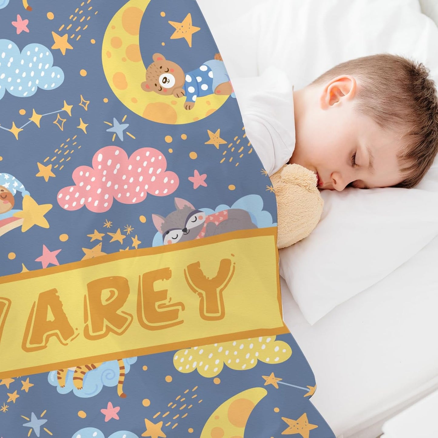 Magimagine Personalized Baby Blanket with Name for Kids Custom Name Blankets Customized Baby Receiving Blankets for Toddlers Infants Kids Baby Shower Newborns Nursery Stroller Crib Decor Throw