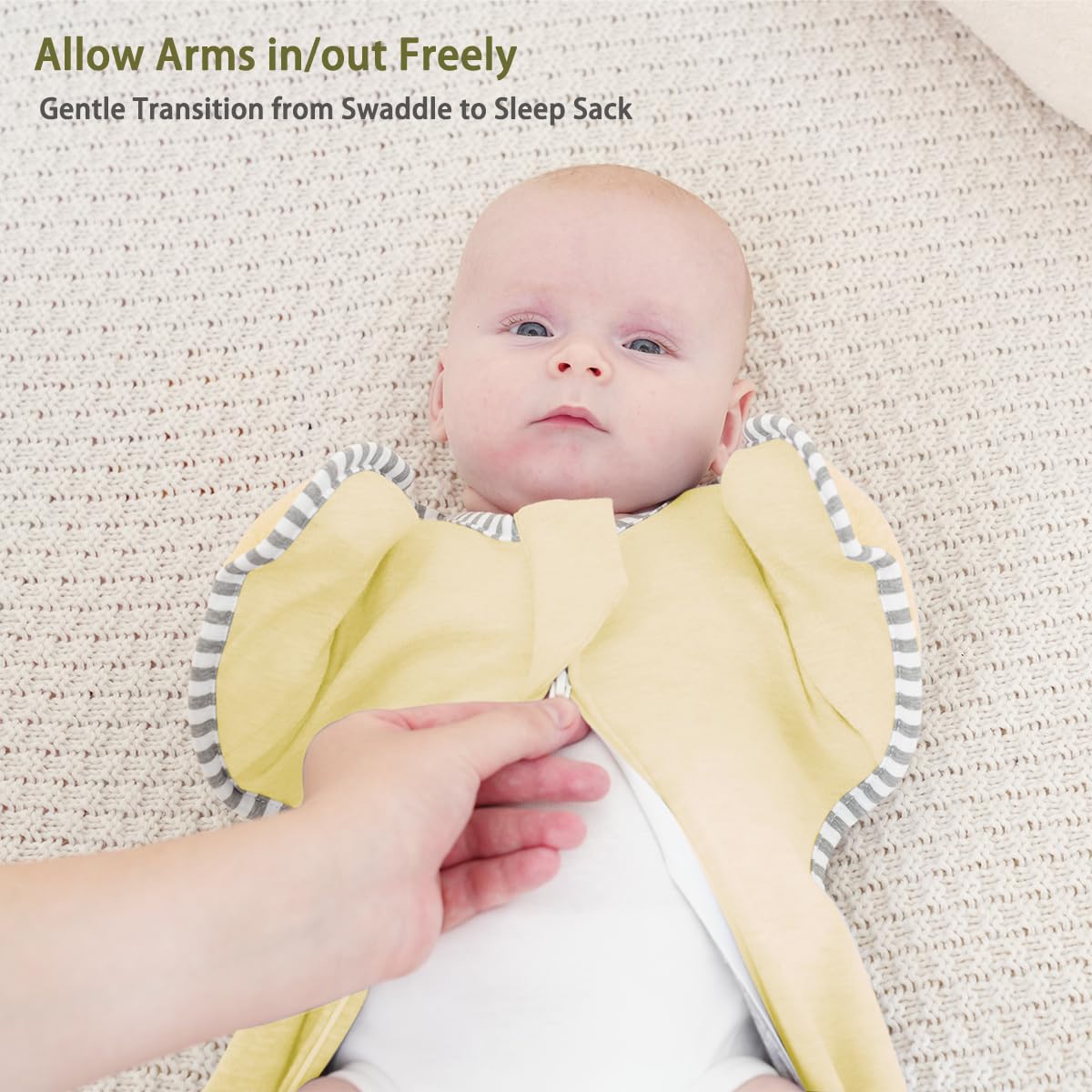 Transition Swaddle 3-6 Months Sleep Sack Arms up Swaddle, 2-Pack Baby Swaddles 3-6 Months Sleeping Sack with 2-Way Zipper Arms In/Out 100% Cotton 0.8 Tog Baby Sleep Swaddles for Girl (Medium 14-20lbs)