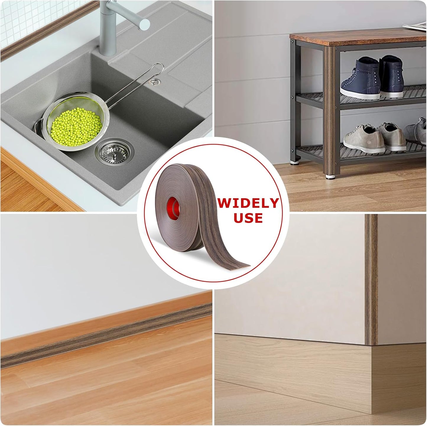 Flexible Wall Corner Protector Moulding Trim Peel and Stick Wall Corner Guards Edge Protector Self Adhesive Molding Trim Strip for Edge Ceiling (Smoked Brown Wood Grain, 0.8 in x 20 Ft)