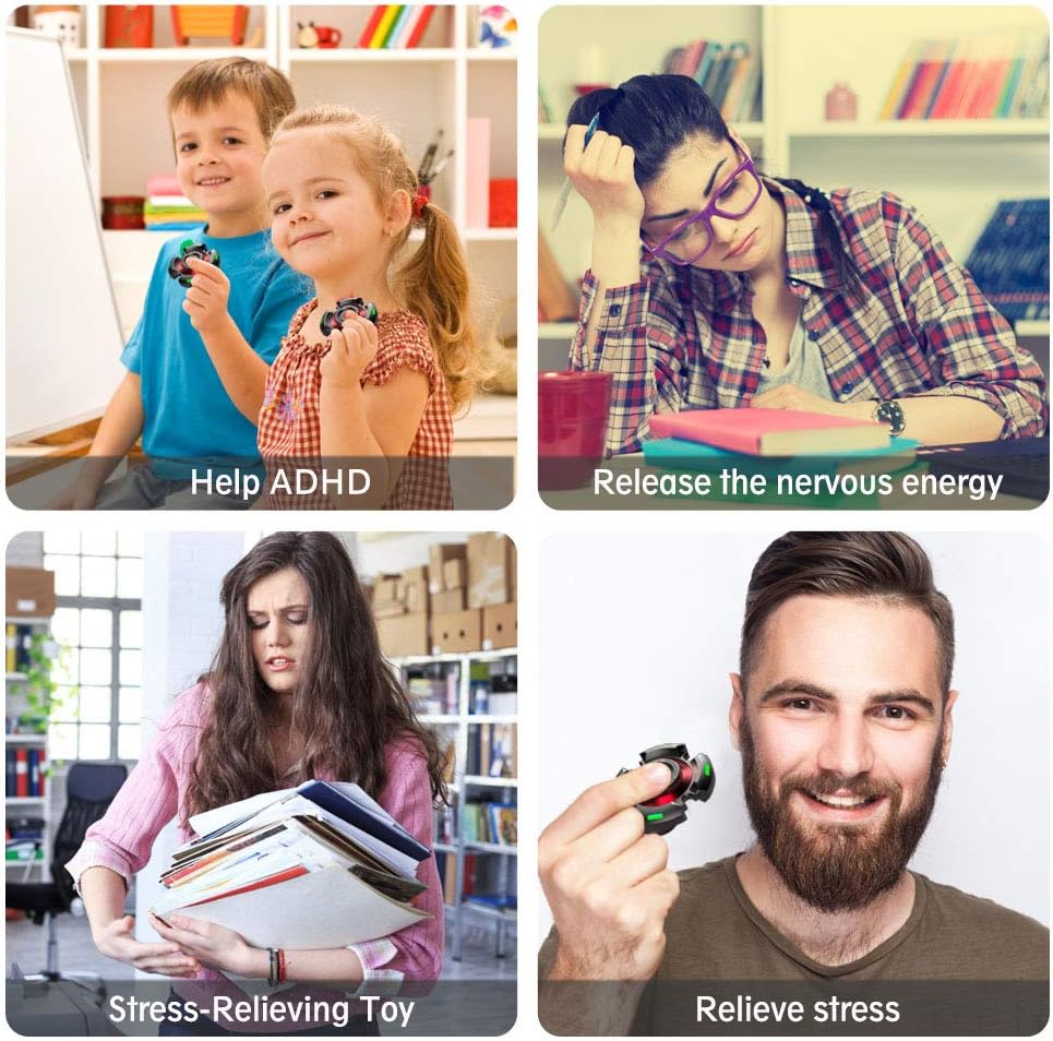 Fidget Spinners for Adults and Kids, Stress Anxiety ADHD Relief Figets Toy, Metal Finger Hand Spinner Toys with Luminous Light, Fidget Spinner Need Absorb Light Then Release in Dark