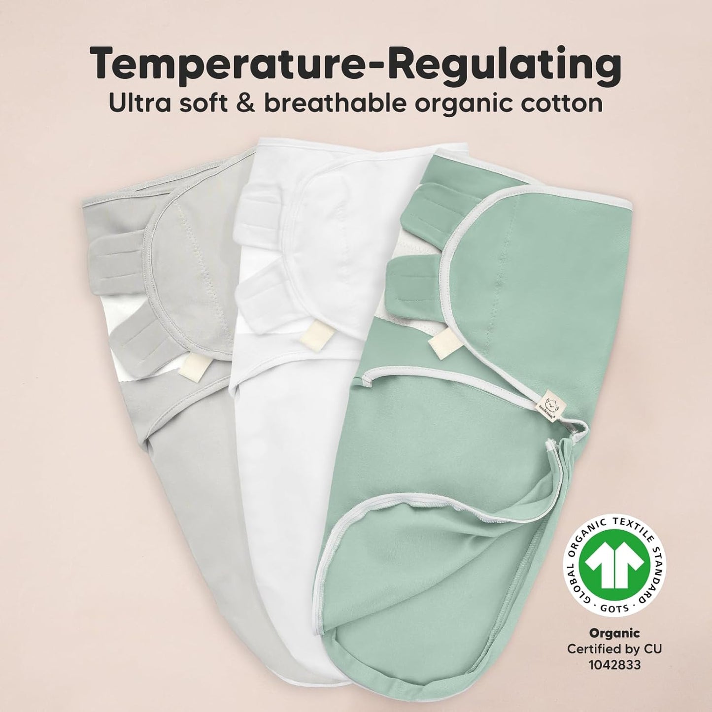 Baby Swaddle Sleep Sacks with Zipper - 3-Pack Swaddles for Newborns 3-6 Months, Infant, Baby Girls, Boys, Soft & Durable Newborn Sleep Sack, Easy Diaper Change Swaddling Blanket (Sage, L)