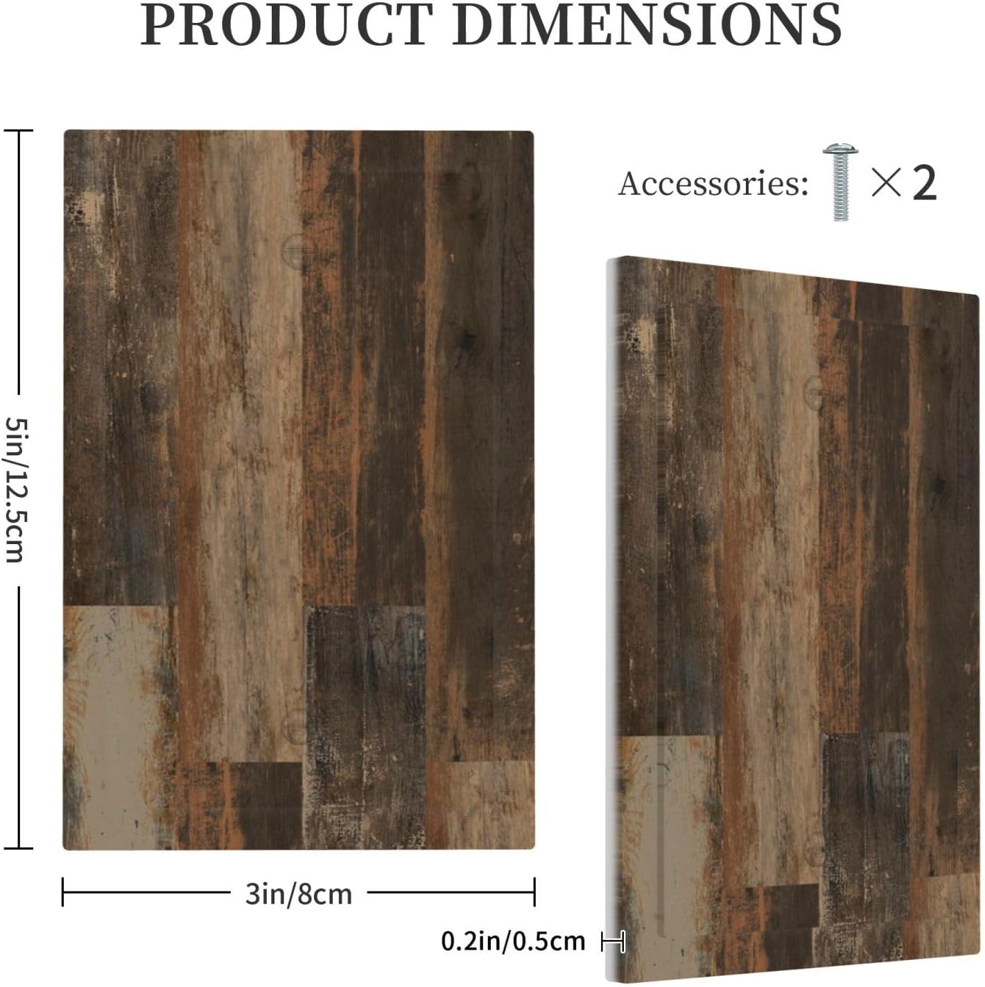 Rustic Brown Wood Grain Dark Oak Light Switch Cover Plate 1 Gang No Device Blank Electrical Wall Plates Faceplate Decorative Switch Plate for Farmhouse Home Decor