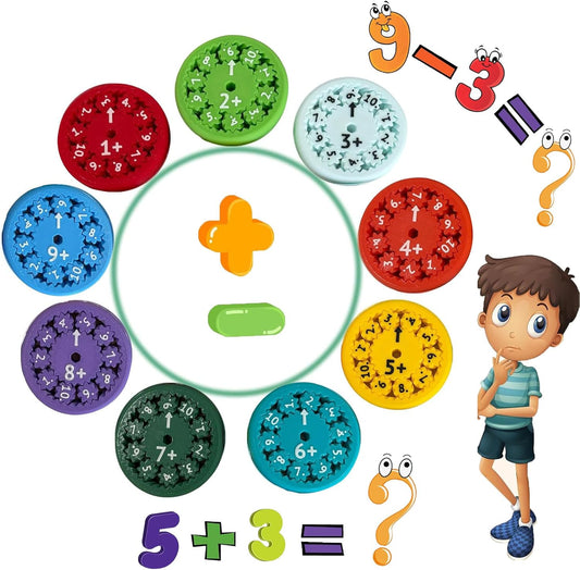 9pcs Math Fidget Spinners, Round Math Fact Fidget Spinner Toy, Number Fidget Spinner Learn Add or Subtract, Math Learning & Education Fidget Game for Kids Birthday