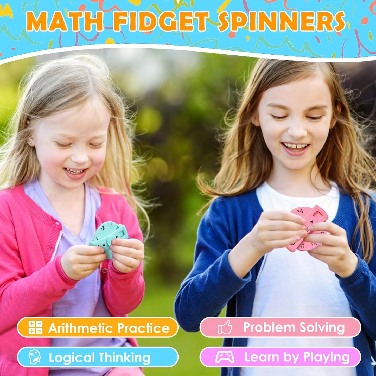 Updated Math Fact Fidget Spinners, Math Facts Fidget Spinners, This is for All The Stimmers - Fidgeters Who are Learning Math, Division and Multiplication on One Fidget (Multiply Or Divide 9pcs)