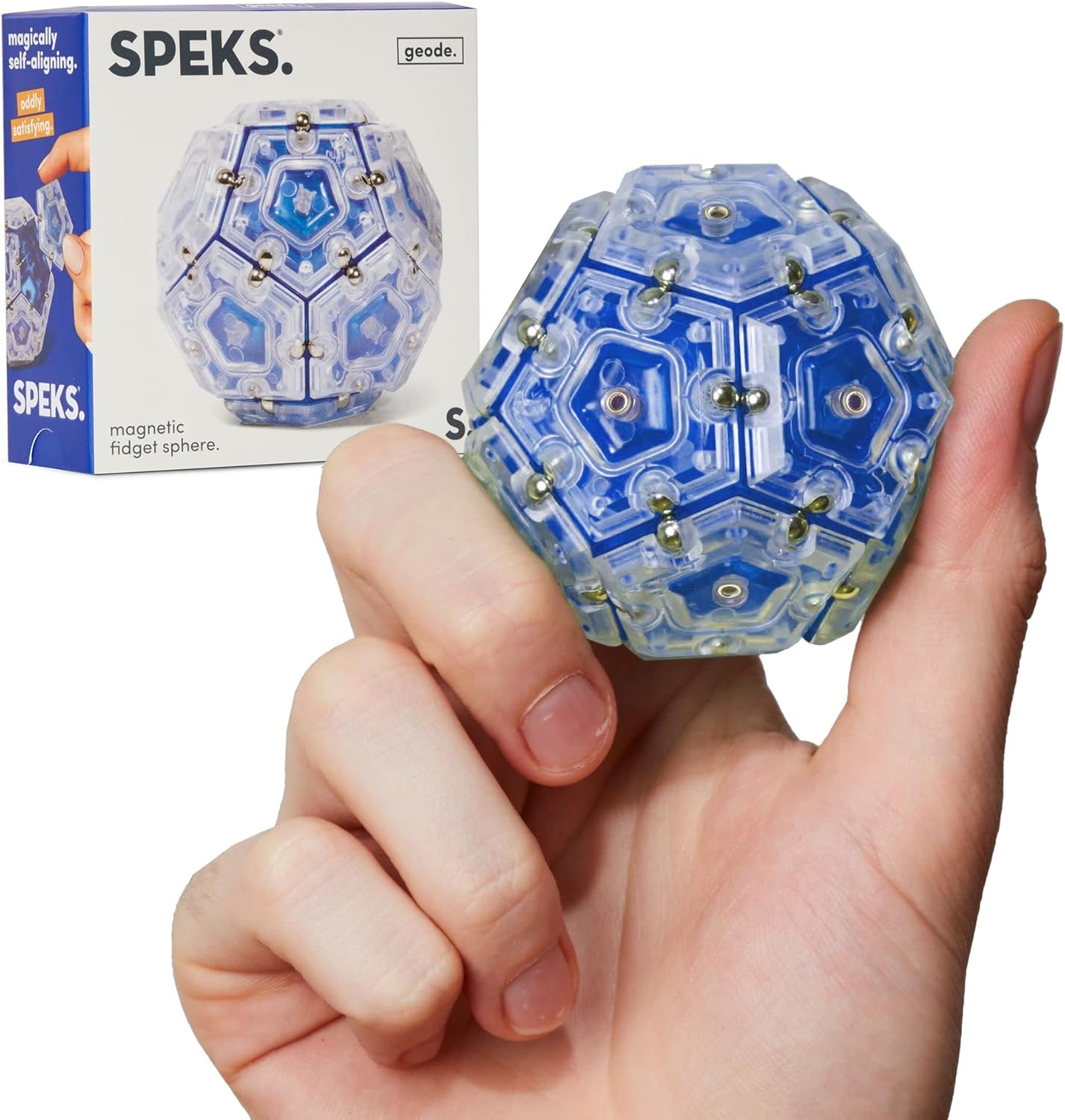 Speks Geode Sphere Magnetic Fidget Toy for Adults | Quiet Adult Sensory Toy for Stress Relief & Anxiety, Office Desk Toy & Top Gadget Gift Idea | Cobalt, 12-Piece Set