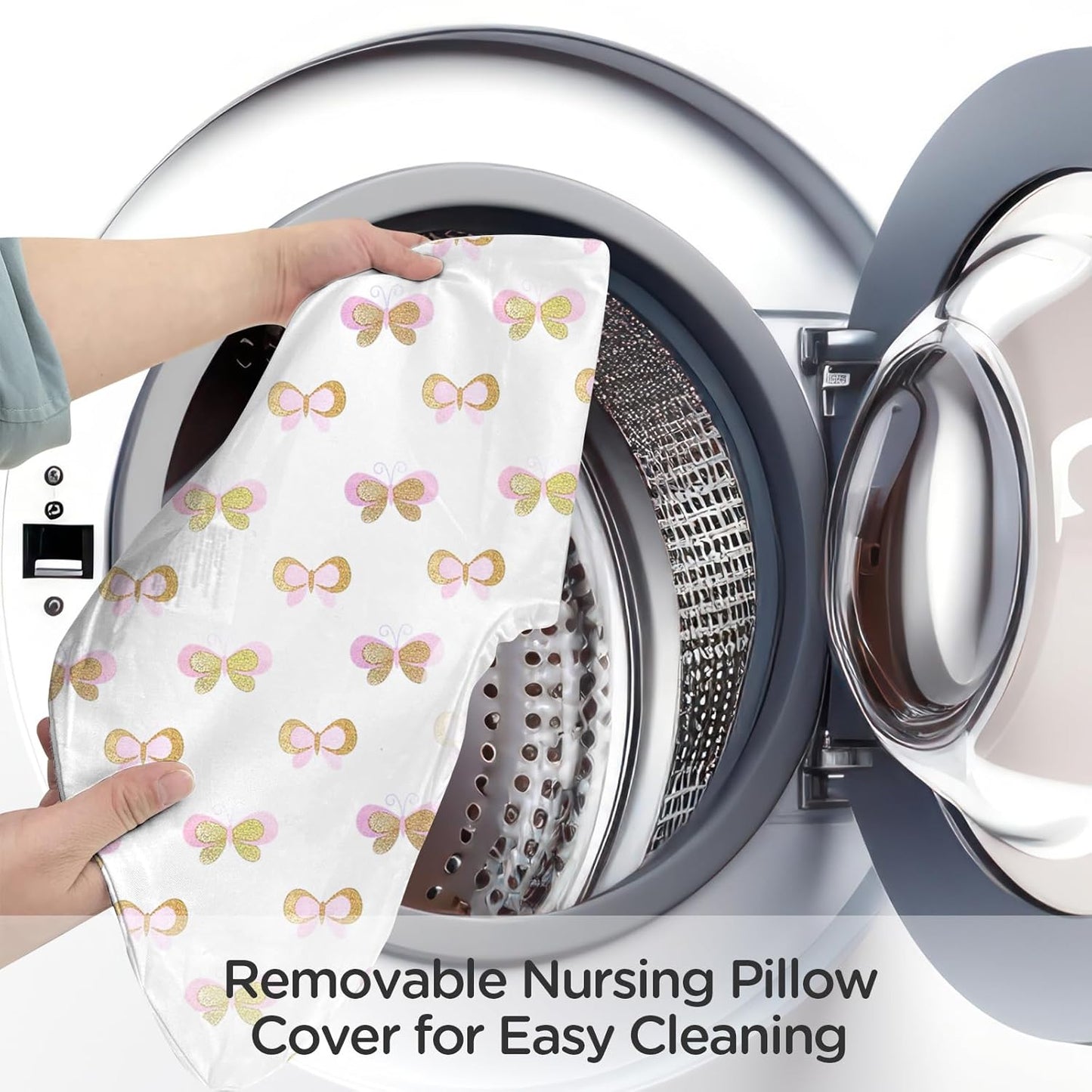 Little Grape Land Nursing Pillow, Breast Feeding Pillows for Mom, Butterfly Soft Cover with Breathable Filling, Feeding Support Pillow for 0-12 Months, Multifunctional Support Cushion for Travel