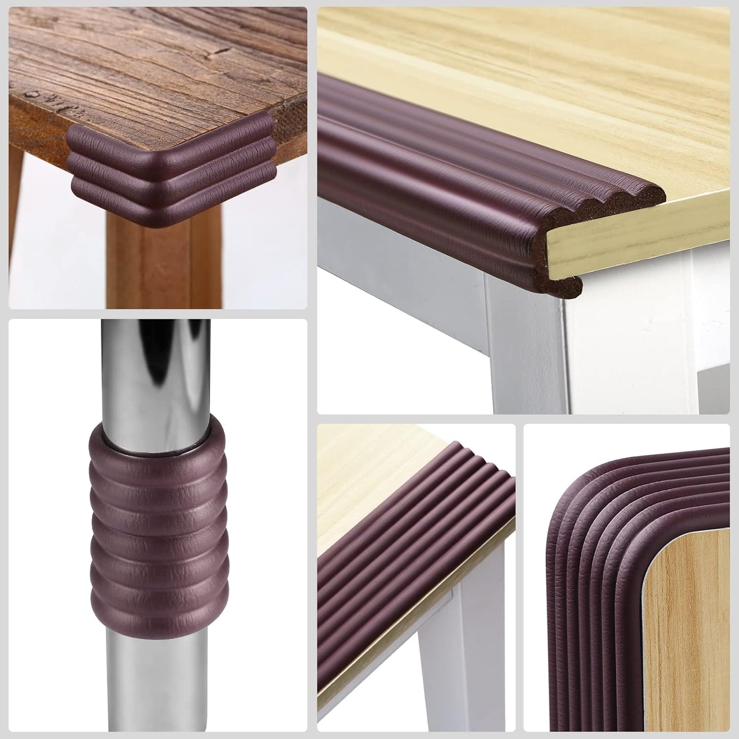 Upgrade Baby Proofing Edge Corner Protector, 16.4ft Edge Guards Padding with 3M Adhesive, Extra-Wide Soft Rubber Foam Padding, Furniture,Sharp Edge Safety Corner Edge Bumper Guard- Brown