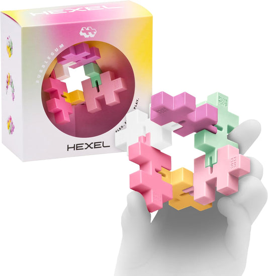 Plus-Plus - HEXEL Bubblegum - Fidget Sensory Puzzle Toy - Travel Friendly, Quiet Stress and Anxiety Relief for Kids/Adults
