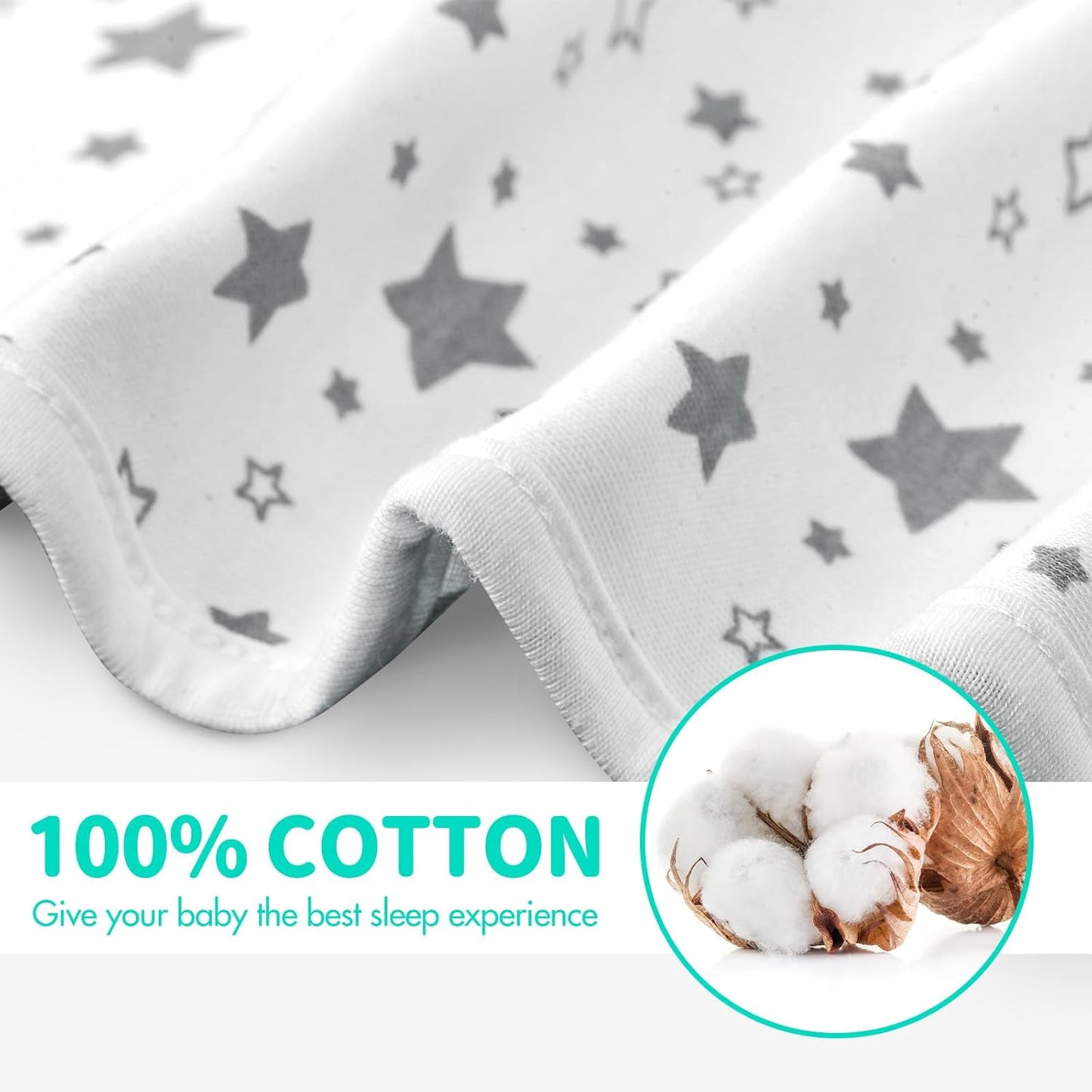 Baby Swaddle 3-6 Months - Arms Up Transitional Swaddles, Transition Swaddle Sack with Removable Cuffs & 2-Way Zipper, Gray Stars Design, Breathable Cotton Newborn Sleep Sacks