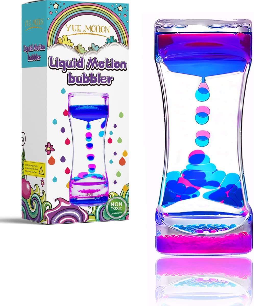 YUE MOTION Liquid Motion Bubbler - Calming Toys for Kids and Adults - Liquid Hourglass - Handheld Oil Timer - Sensory Toys for Autism, Anxiety