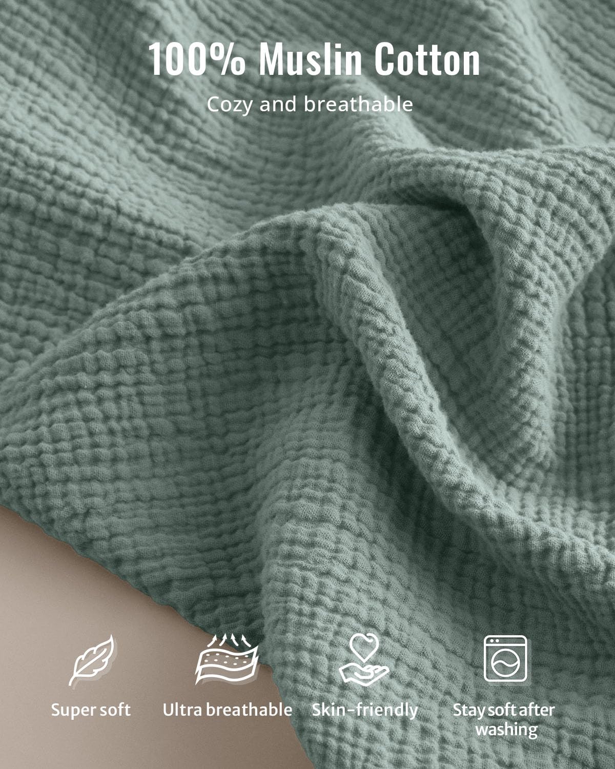 Blissful Diary Muslin Baby Changing Pad with Waterproof Lining Foam, Diaper Changing Table Pad with Cover for Dressers (Roman Green, Rectangular)