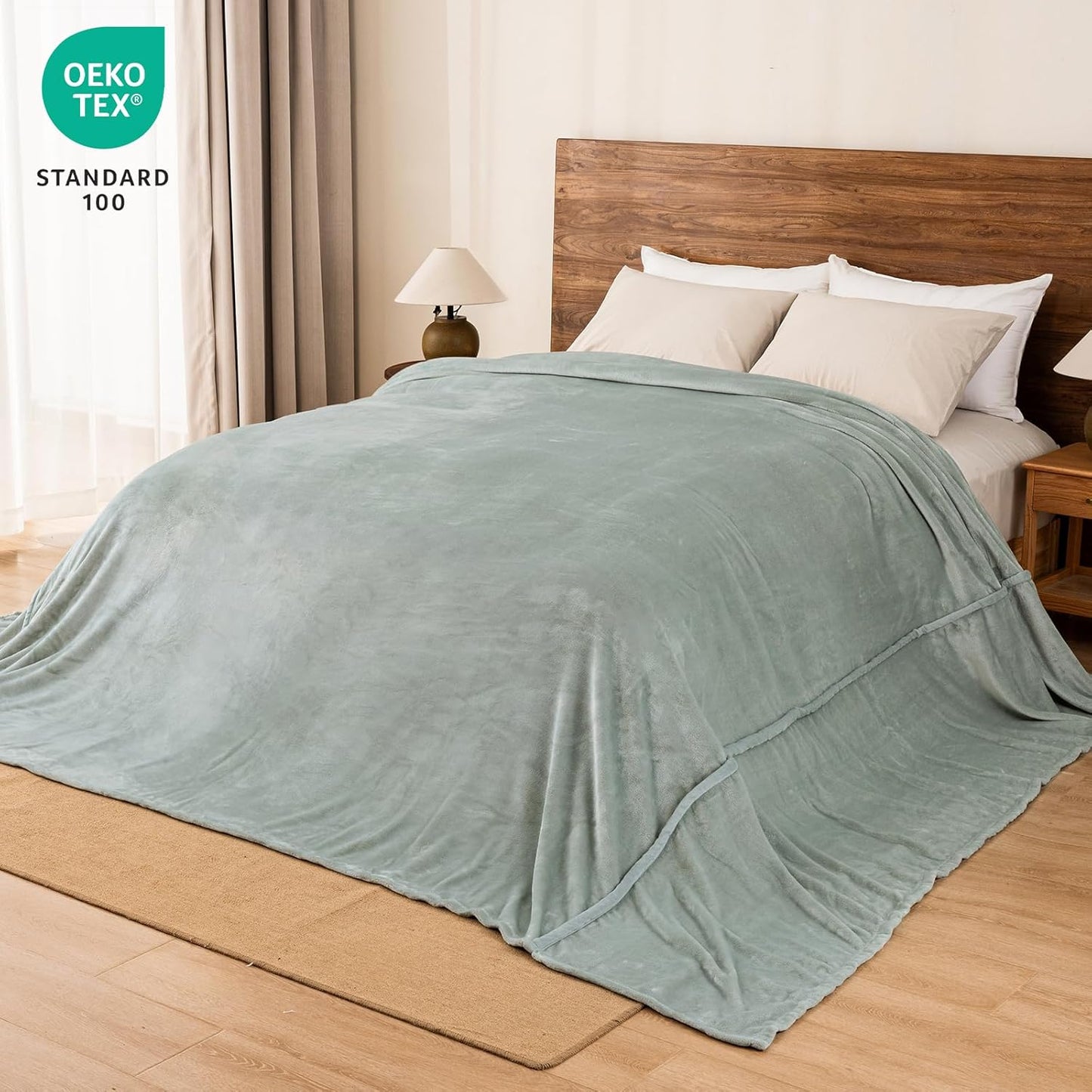 PHF Oversized King Fleece Blanket 120"x120", No Shed No Pilling Big Soft Blanket, Extra Large 10'x 10' Lightweight for Bed, Sofa Travel and Camping, Suitable for All Season, Sage Green
