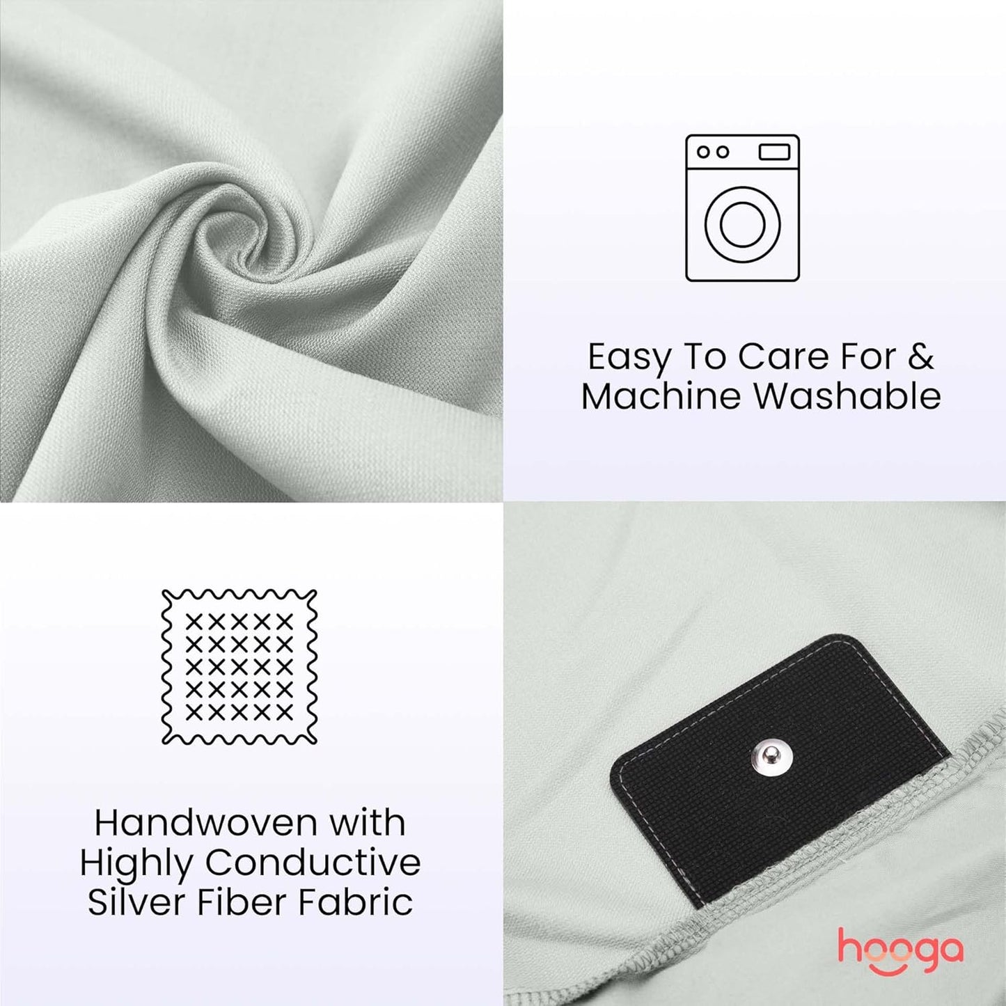 Hooga Grounding Pillow Case, Queen Size Earth Connected Pillowcase, Bedding. Improve Sleep, Energy, Inflammation, Snoring. 94% Organic Cotton, 6% Silver Fiber, 20’’x30’’ Size. Off White